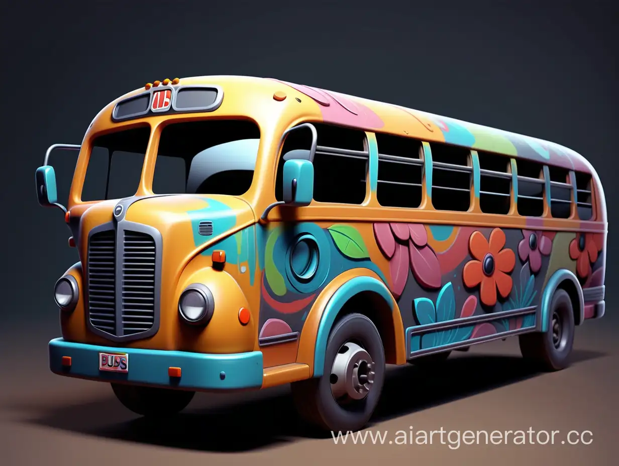 stylized hand paint bus
