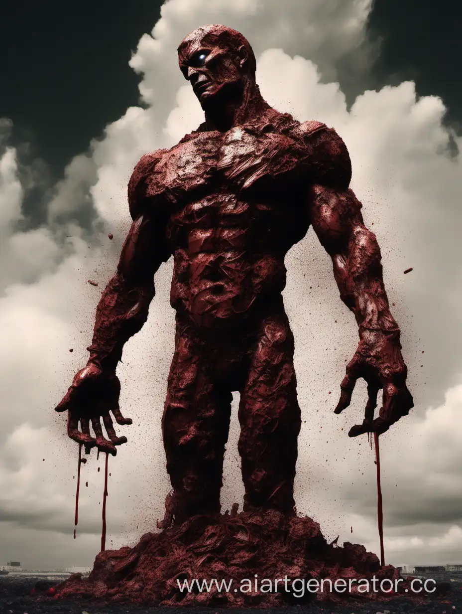 Titan made out of bloody stoned hands