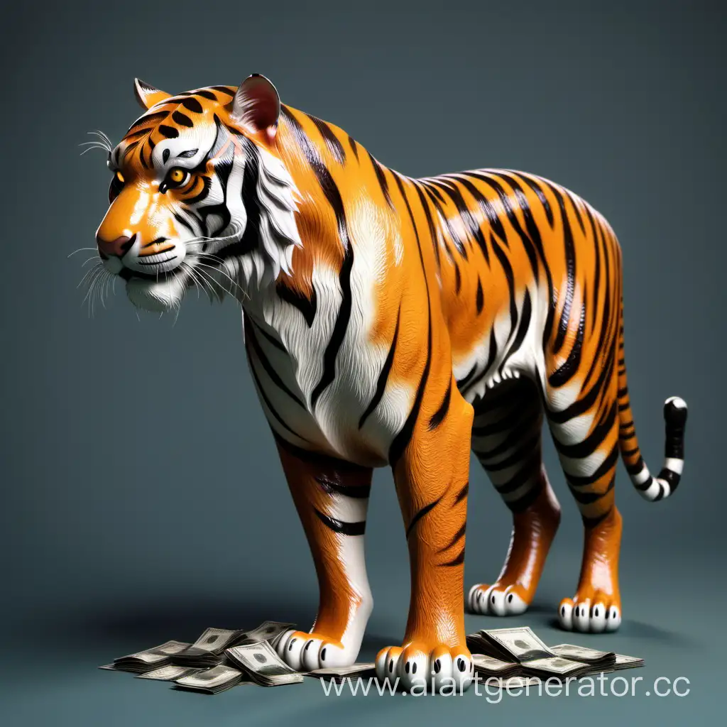 Realistic-Tiger-Portrait-Depicting-Financial-Struggle