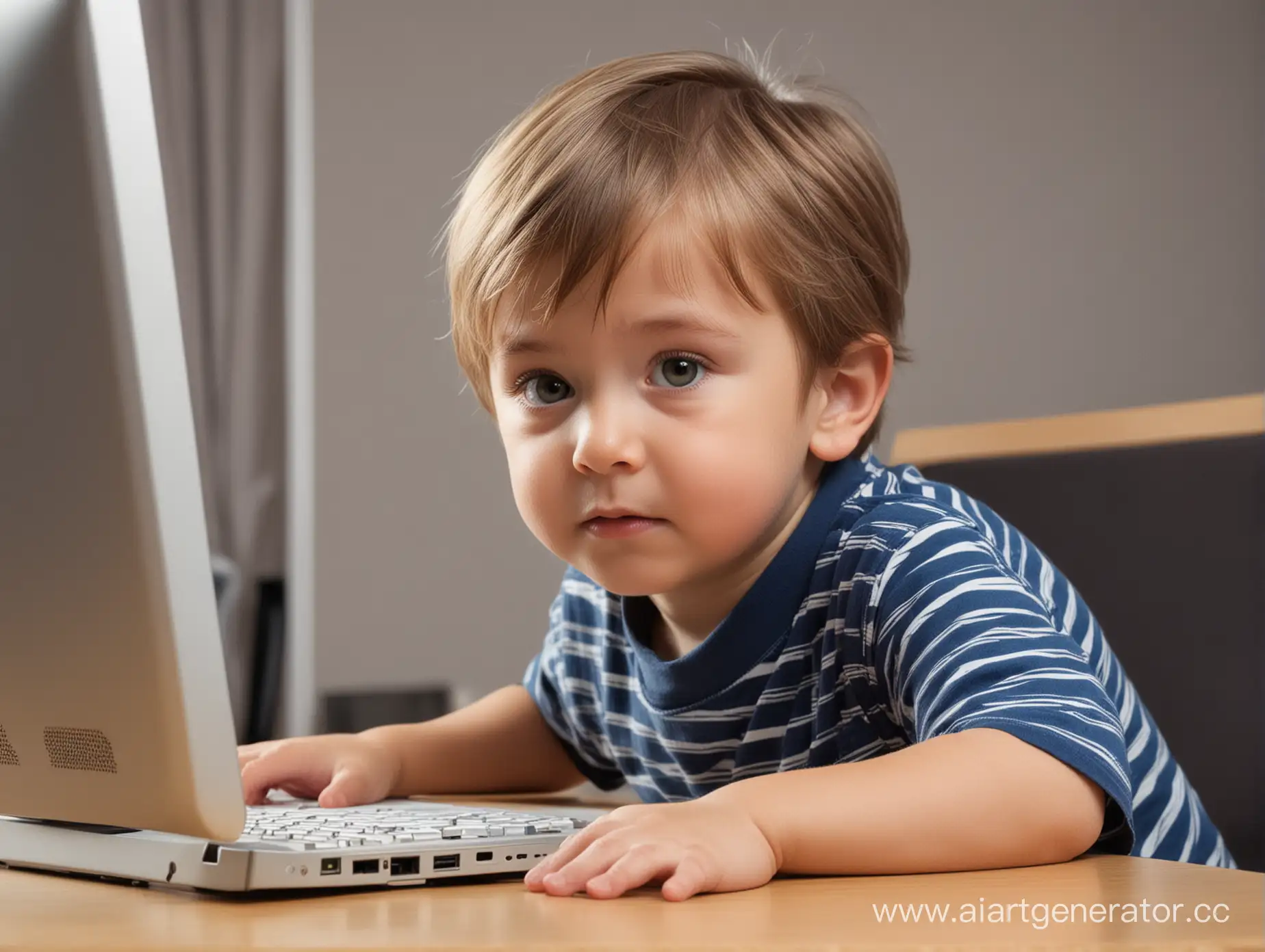 маленький мальчик за компьютером
