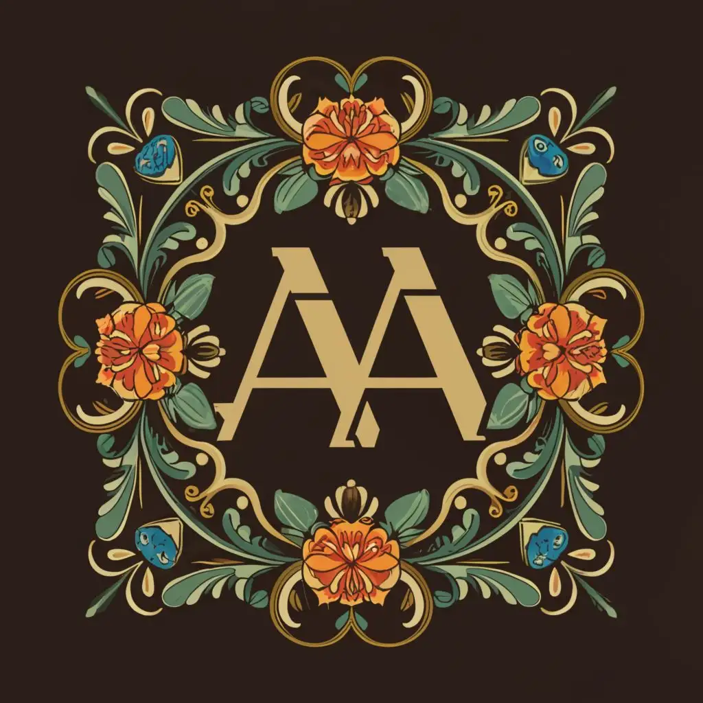 LOGO-Design-For-Blossom-Blooms-Elegant-AA-Text-Amidst-Intricate-Floral-Motif-on-a-Clean-Background