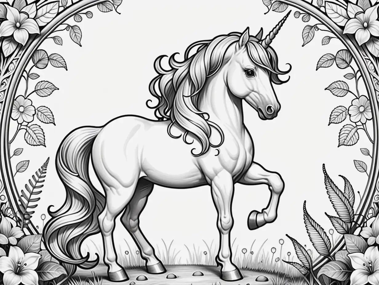 Majestic Unicorn Coloring Page for Creative Adventures