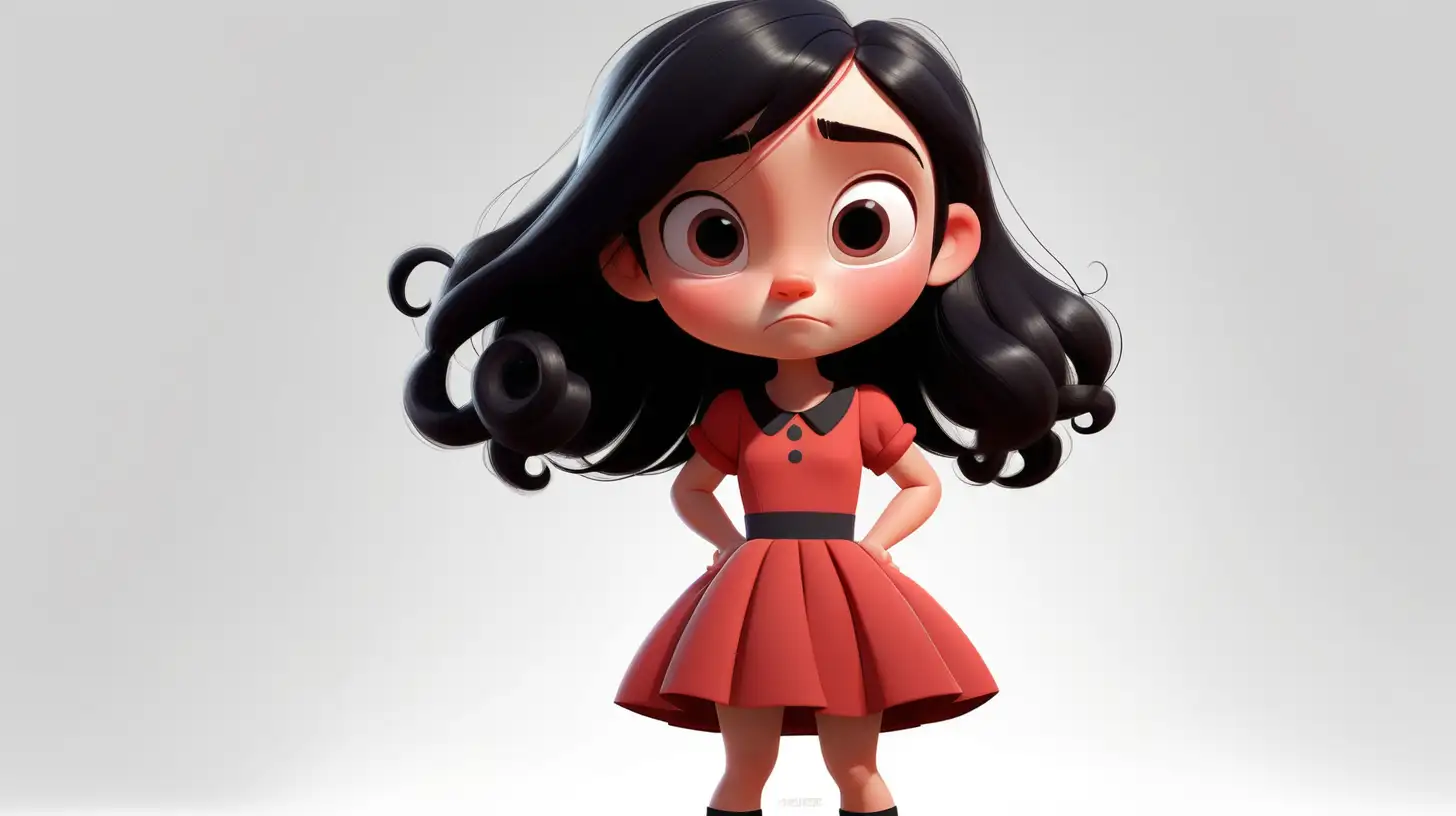 Adorable Little Girl in Red Dress Pixar Style Character Portrait