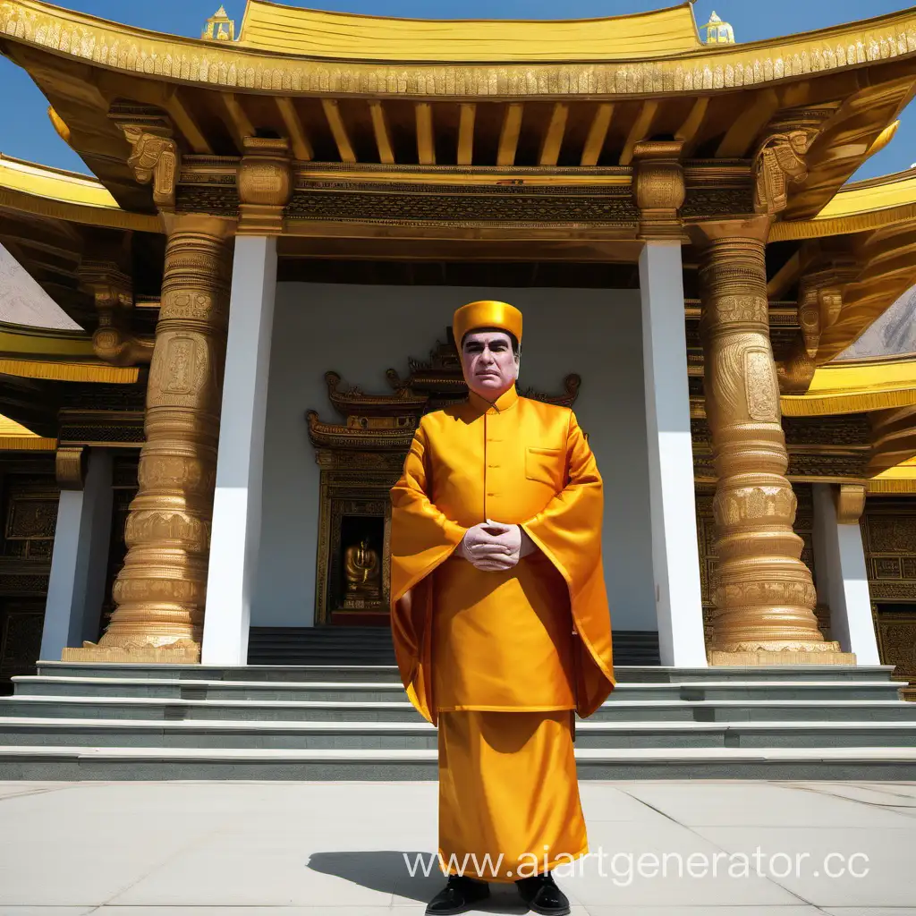 President-Rahmon-in-Buddhist-Attire-at-Tajikistan-Temple