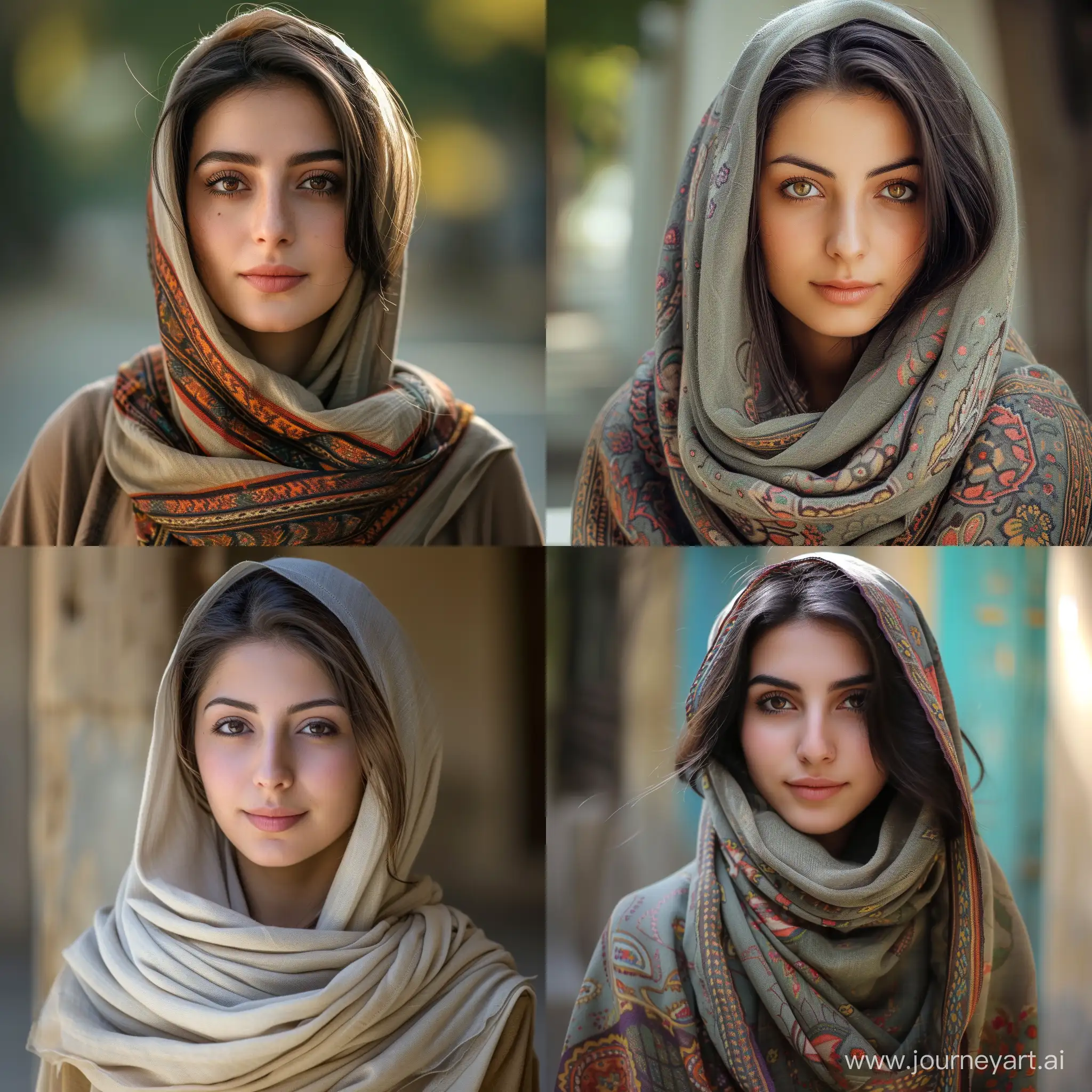 Young and attractive Iranian girl with hair outside the scarf in Kha