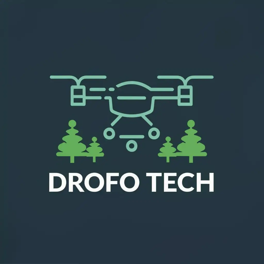 logo, drone, artificial intelligence, forests, with the text "DroFo Tech", typography, be used in Technology industry