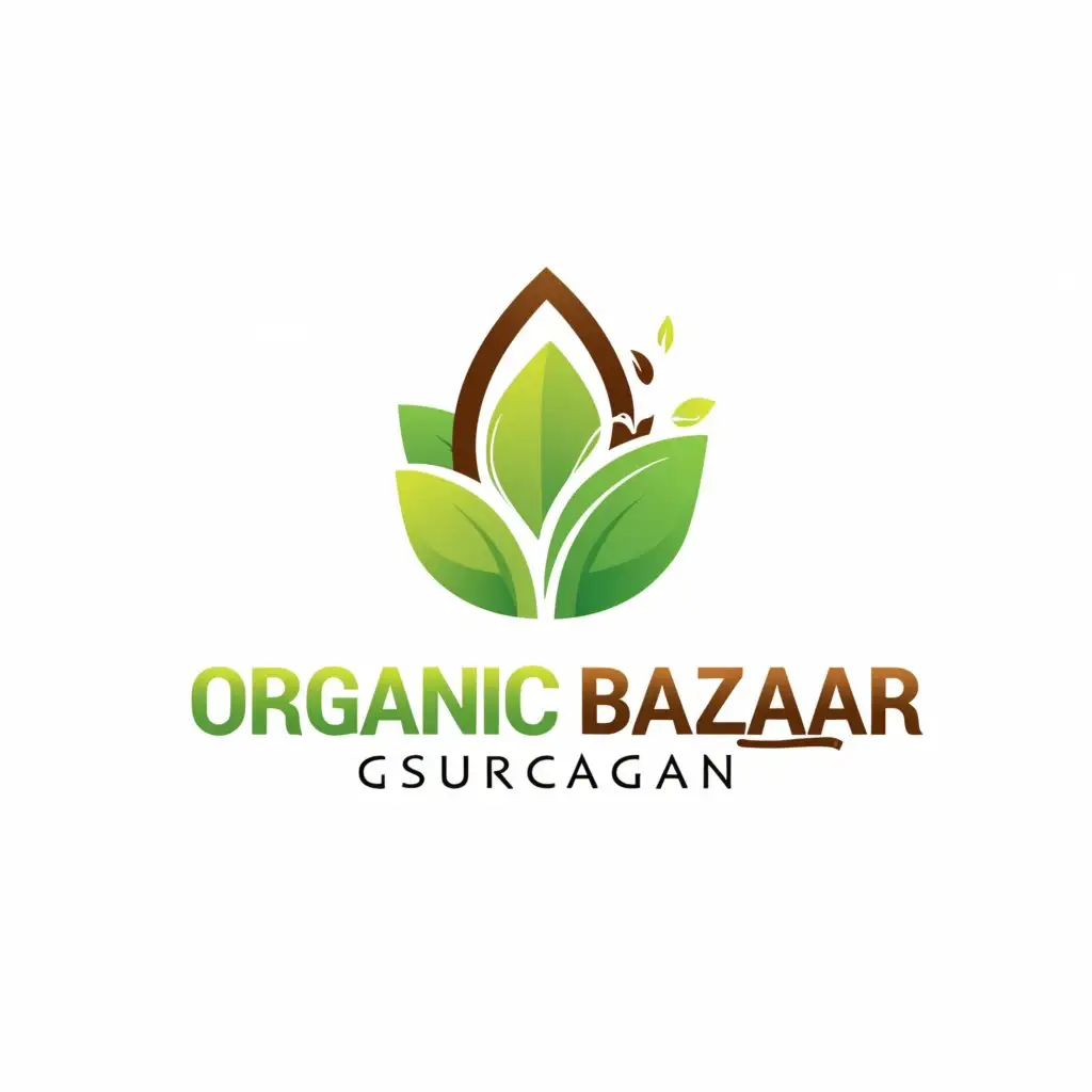 LOGO-Design-for-Organic-Bazaar-Gurgaon-Fresh-Green-Leaf-Emblem-on-Clear-Background