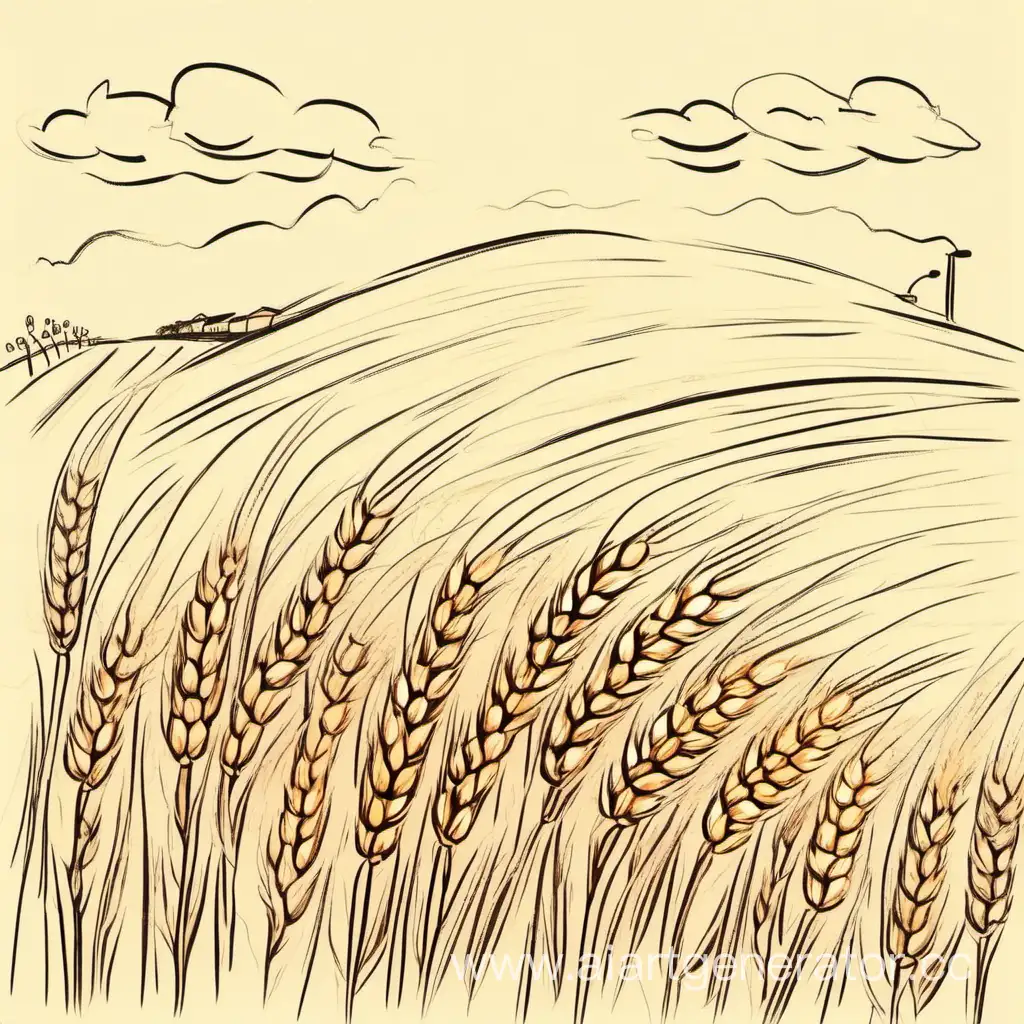 детский рисунок пшеничное поле с колосьями пшена