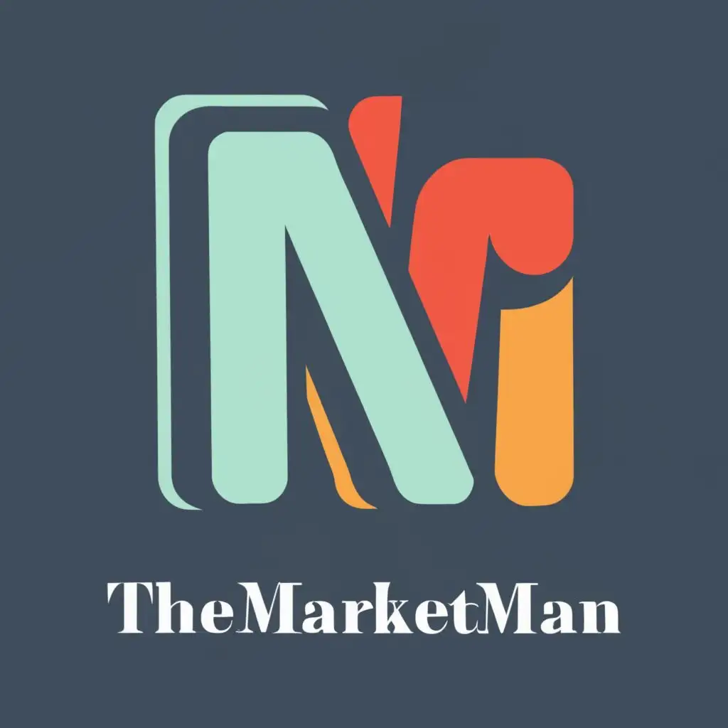 logo, 4 squares, with the text "TheMarketMan", typography, be used in Internet industry