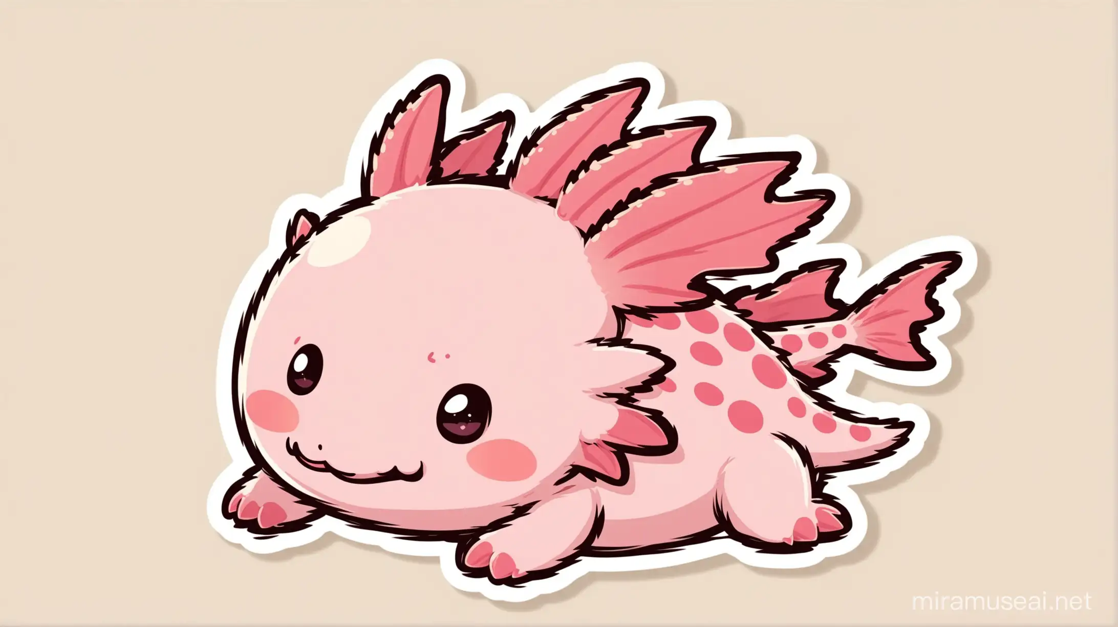 Adorable Axolotl in Sticker Style