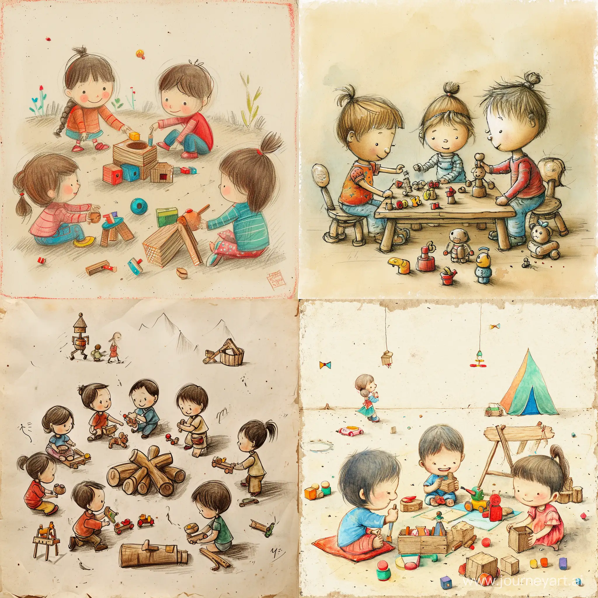Joyful-Children-Playing-with-Wooden-Toys