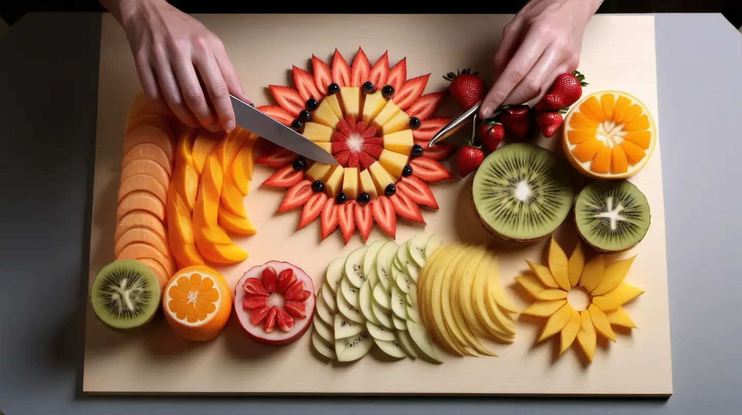 Vibrant Artistry Fruit Cutting Masterpiece