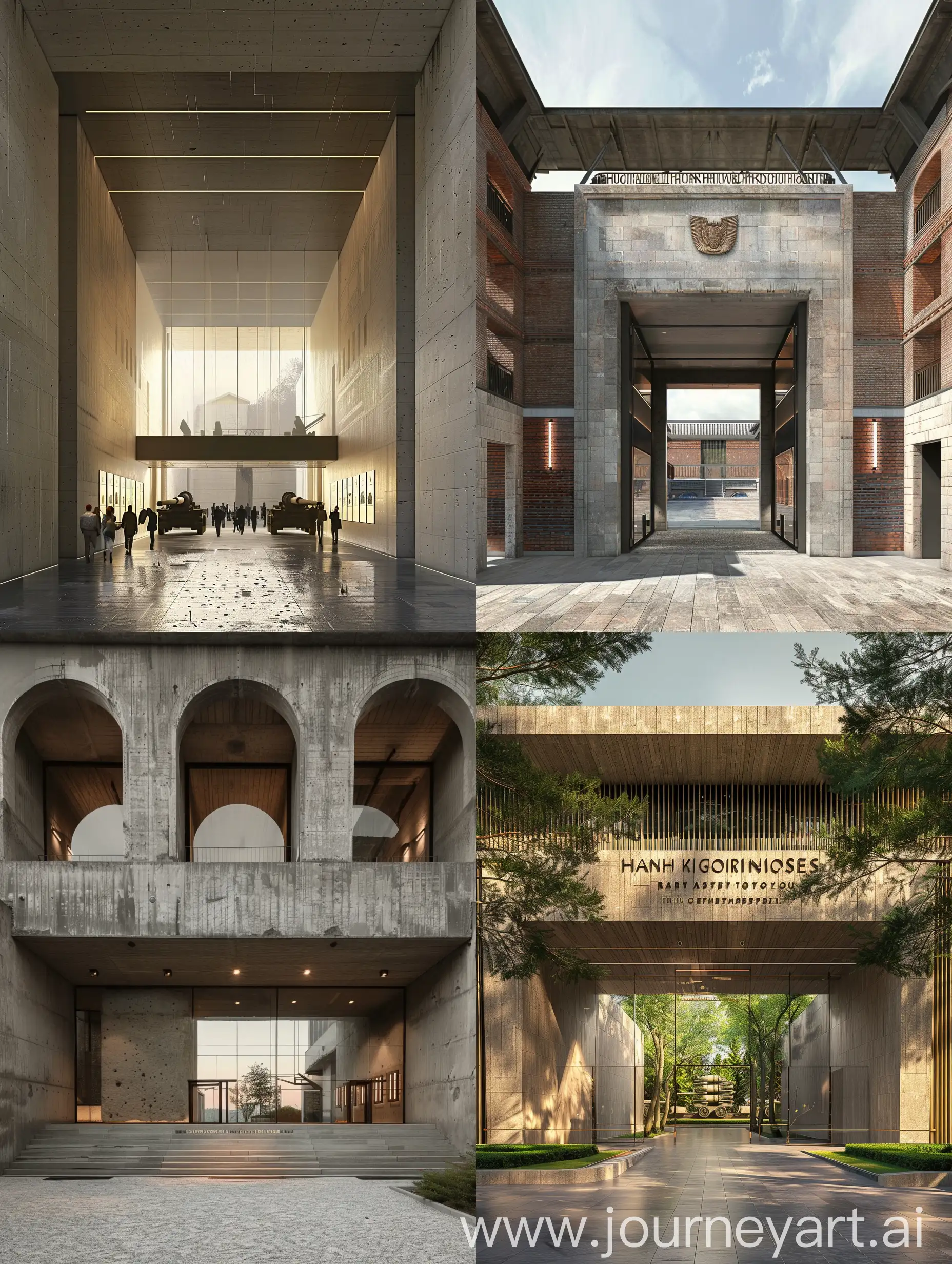 design a grand high artillery museum entrance architecture design