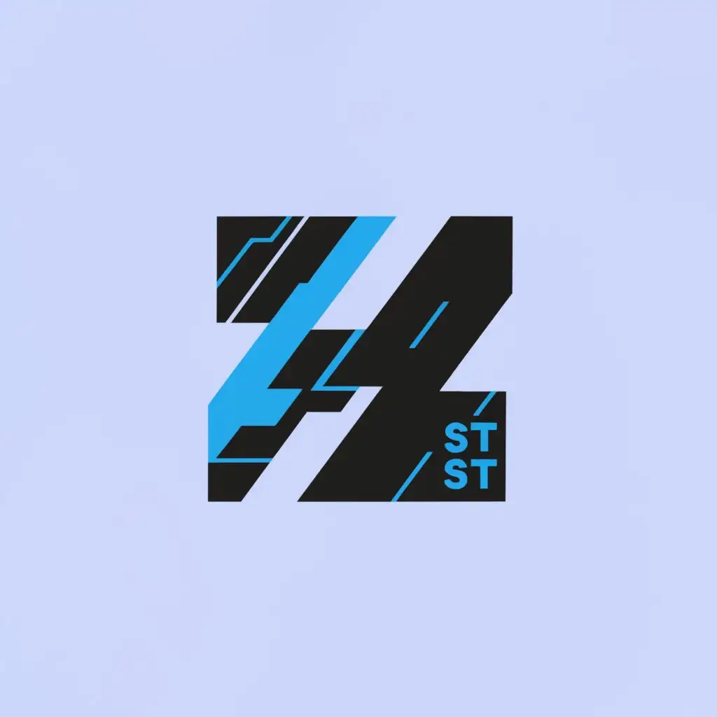 LOGO-Design-for-7-ST-Bold-Typography-with-Blue-and-Black-Palette-and-Abstract-Central-Emblem