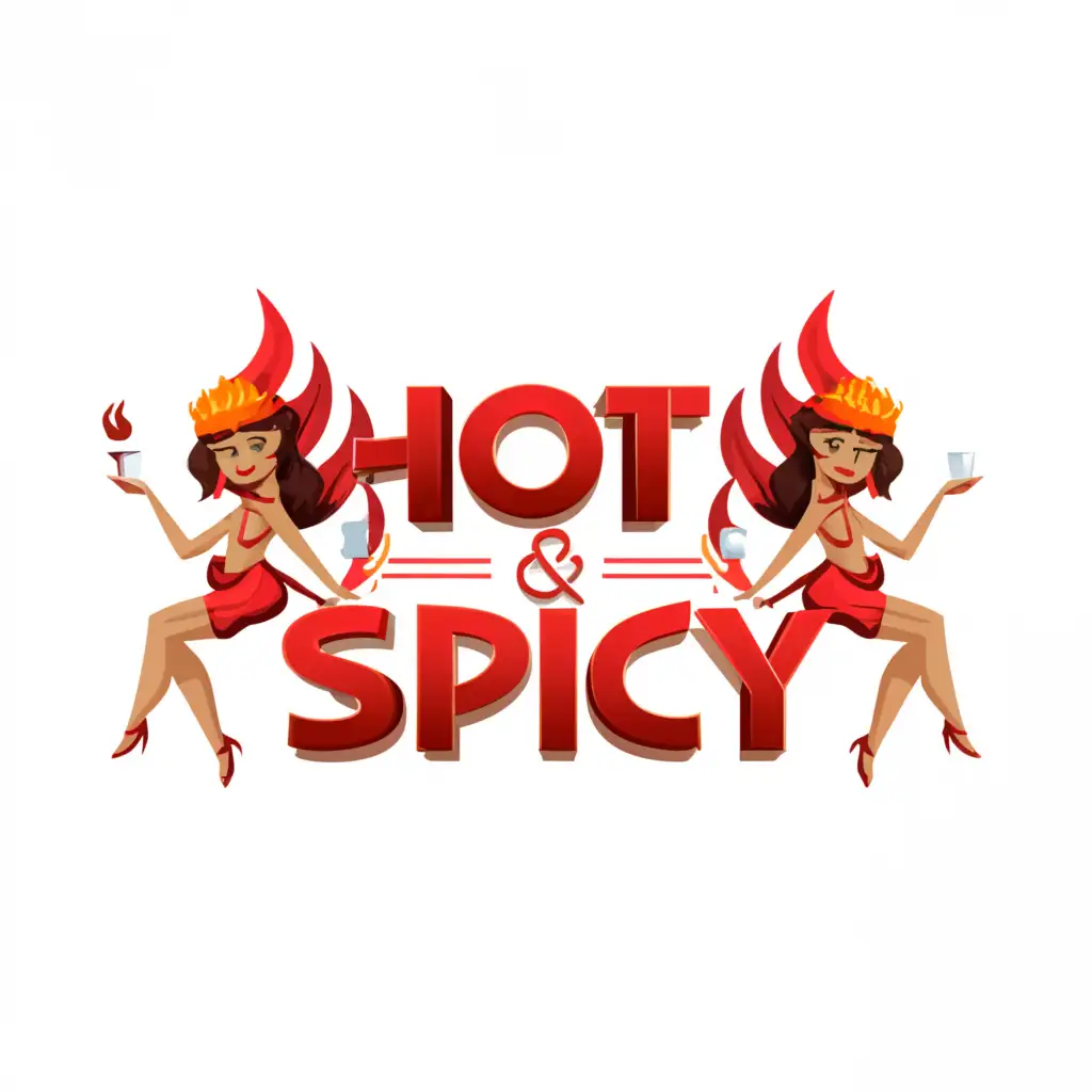 a logo design,with the text "Hot & Spicy", main symbol:hot and sexy ladies and,Moderate,clear background
