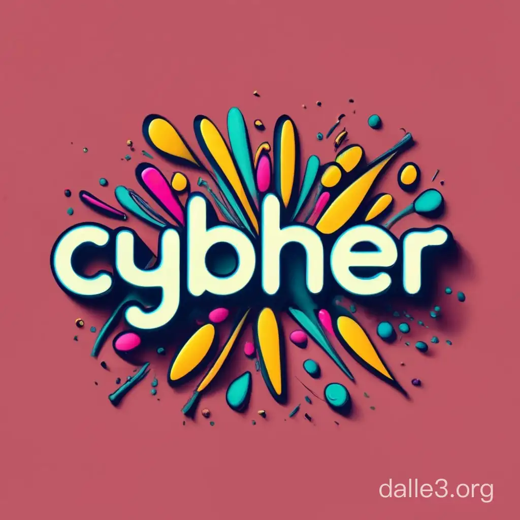 Generate a vibrant and dynamic image featuring the word "CYBHER" in bold bubble letters using the font "Minion Pro," "Billy Ohio," "Lato," "Poppins Extra Bold," "DIN Pro Bold," "Playfair Display," or "Borsok." Infuse the letters with a lively color palette, incorporating specific shades such as #195d6c, #228794, #cbcadf, #62699d, #13ad54, #af1c88, #dd56b7, #e2e00d, #fffd48, #51c69d, #68ebbd, #e54773, #40749f, #c7d6dc, and #DBE8ED. Intertwine an intricate electrical circuit seamlessly within the contours of the letters, ensuring that the circuit elements follow the curves and lines of the bold typography. The result should be a visually striking representation of "CYBHER" that not only captures the essence of innovation and technology but also reflects a harmonious and carefully curated color scheme.