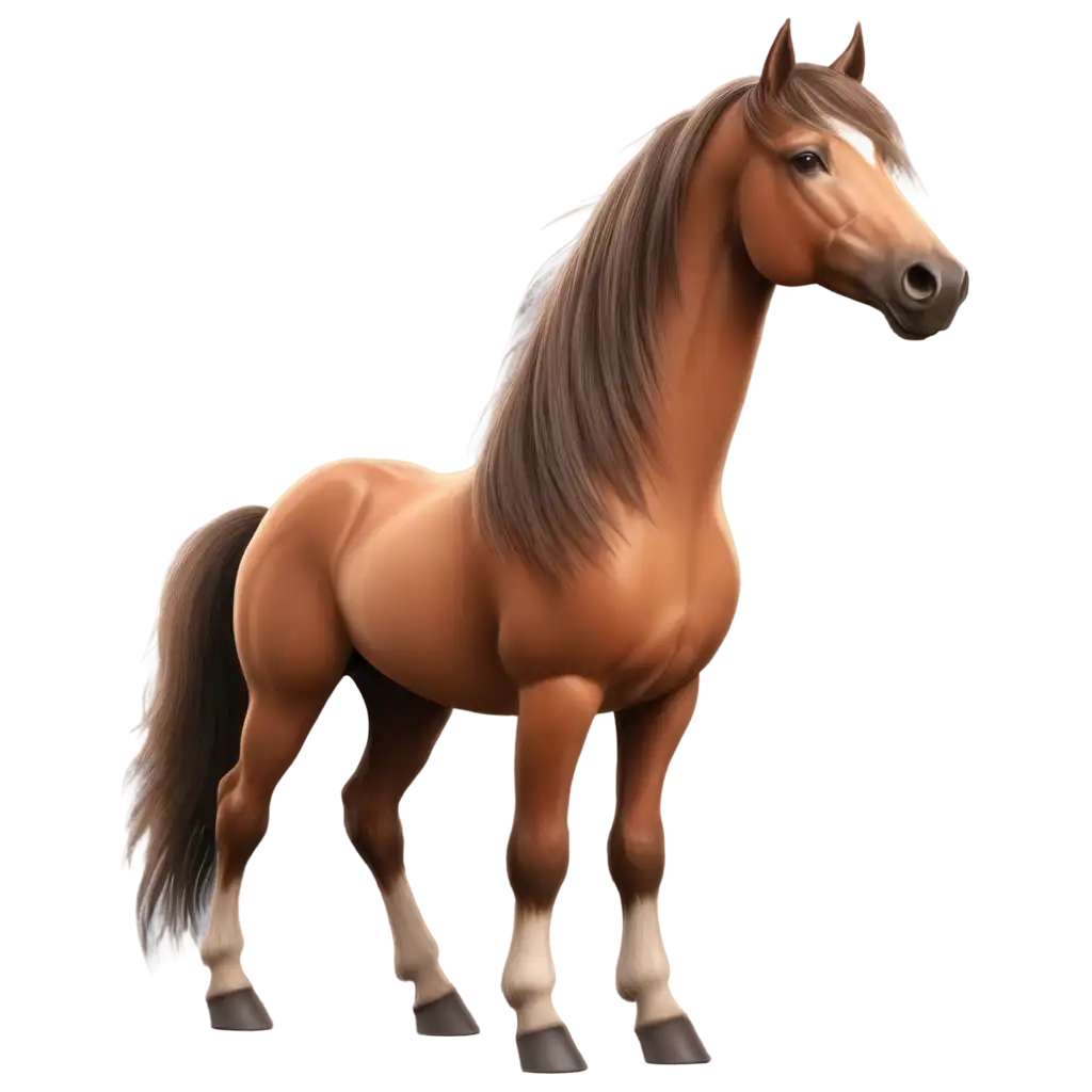 A small horse with a long mane in a realistic style, 4K