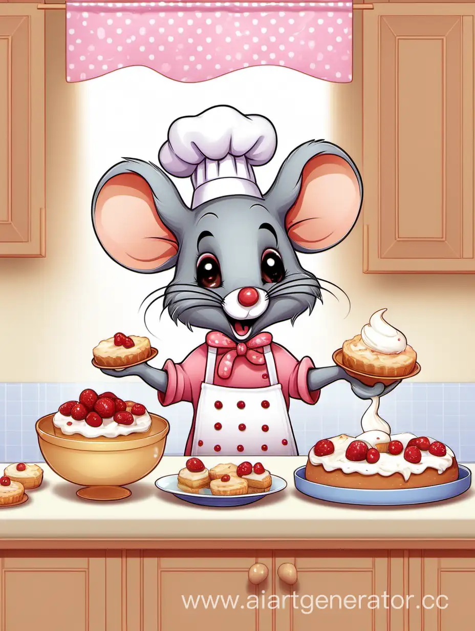 cute mouse baking dessert
