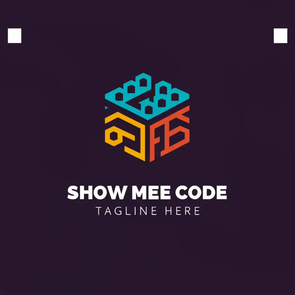 a logo design,with the text "show me the code", main symbol:lego bricks, programming, flutter,Moderate,be used in Technology industry,clear background