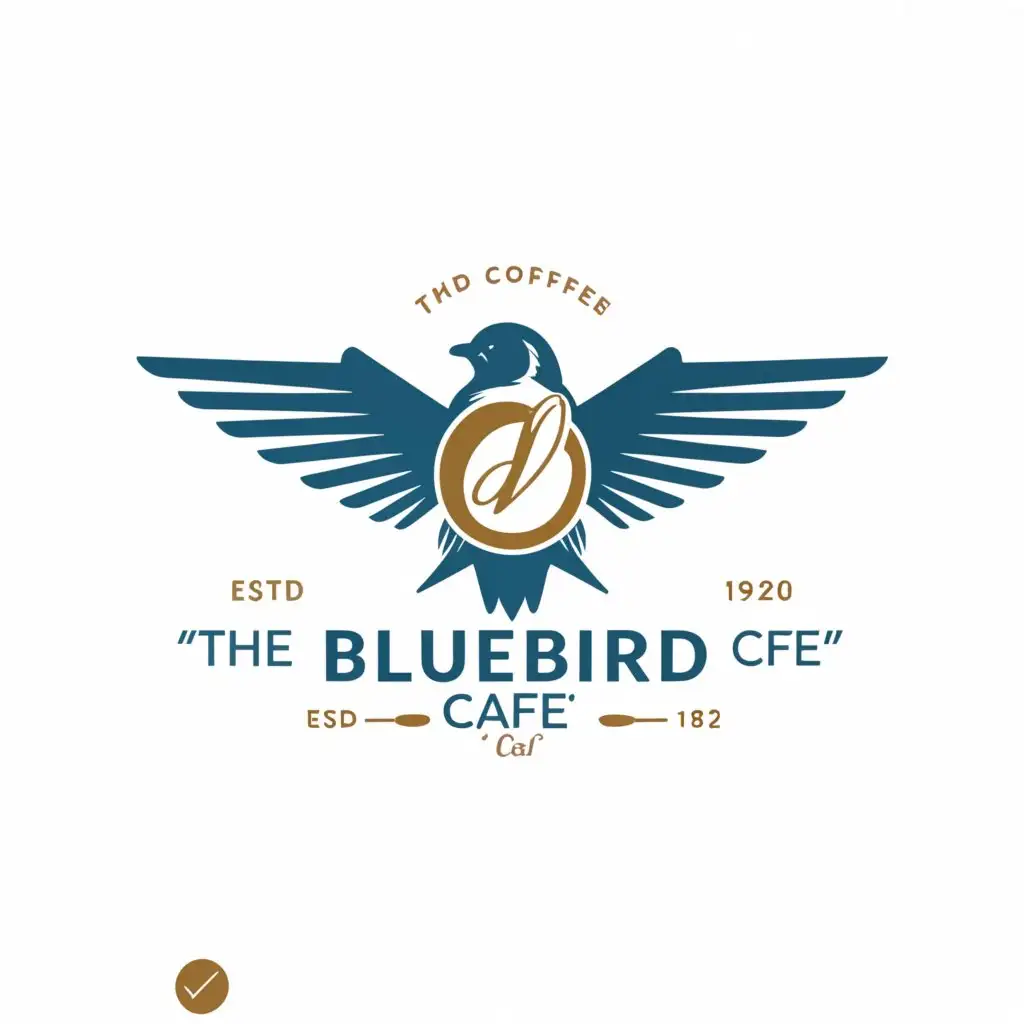 a logo design,with the text "THE BLUEBIRD", main symbol:Design a retro-modern logo for "the BlueBird" cafe, emphasizing joy and coffee. Blend retro & modern elements, possibly featuring a bluebird or coffee-related imagery. Use cheerful colors, targeting professionals & young adults aged 25-45.,Moderate,clear background