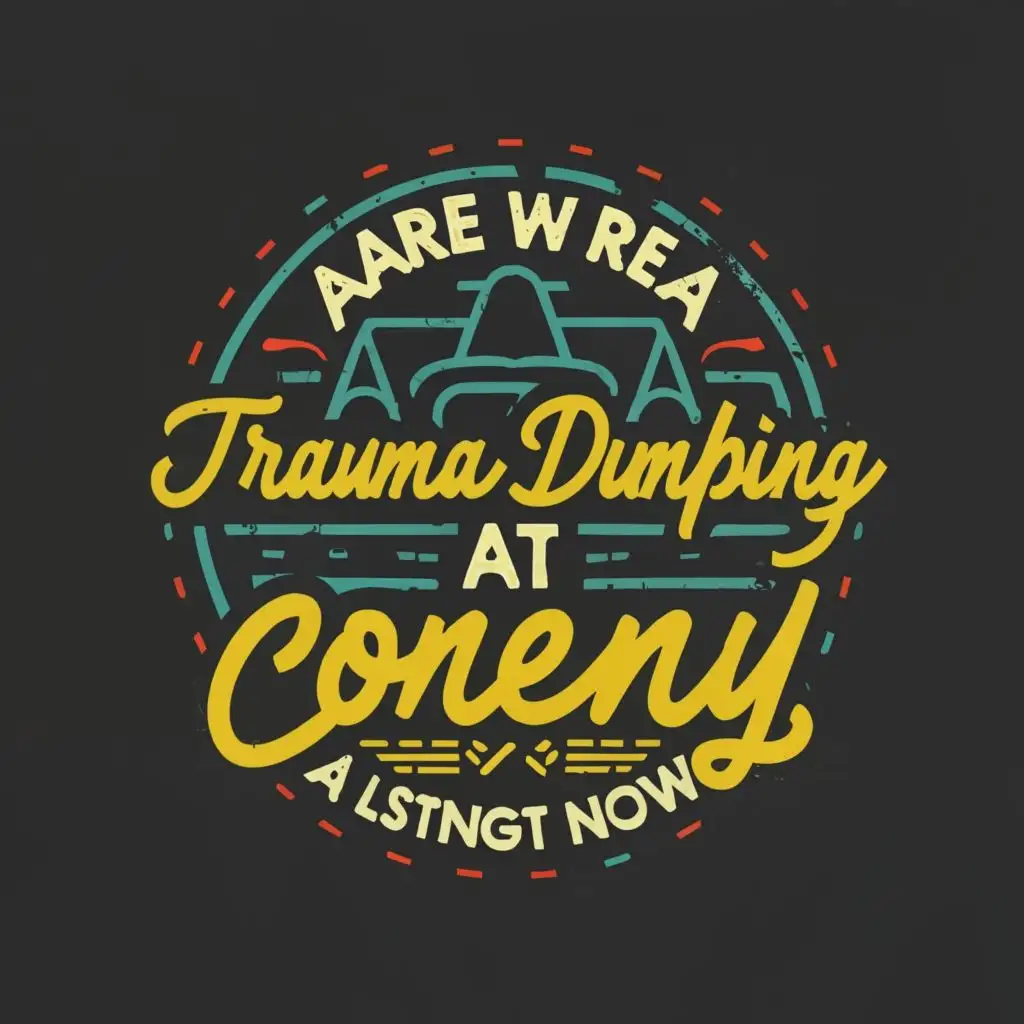 logo, coney island logo, with the text "are we trauma dumping at Coney Island right now?", typography, be used in Internet industry