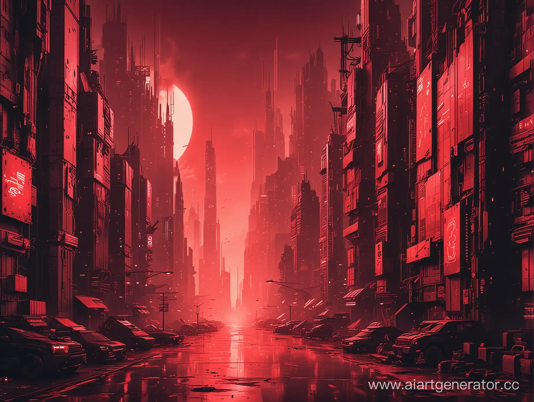 Futuristic-Urban-Landscape-in-Vibrant-Cyberpunk-Red