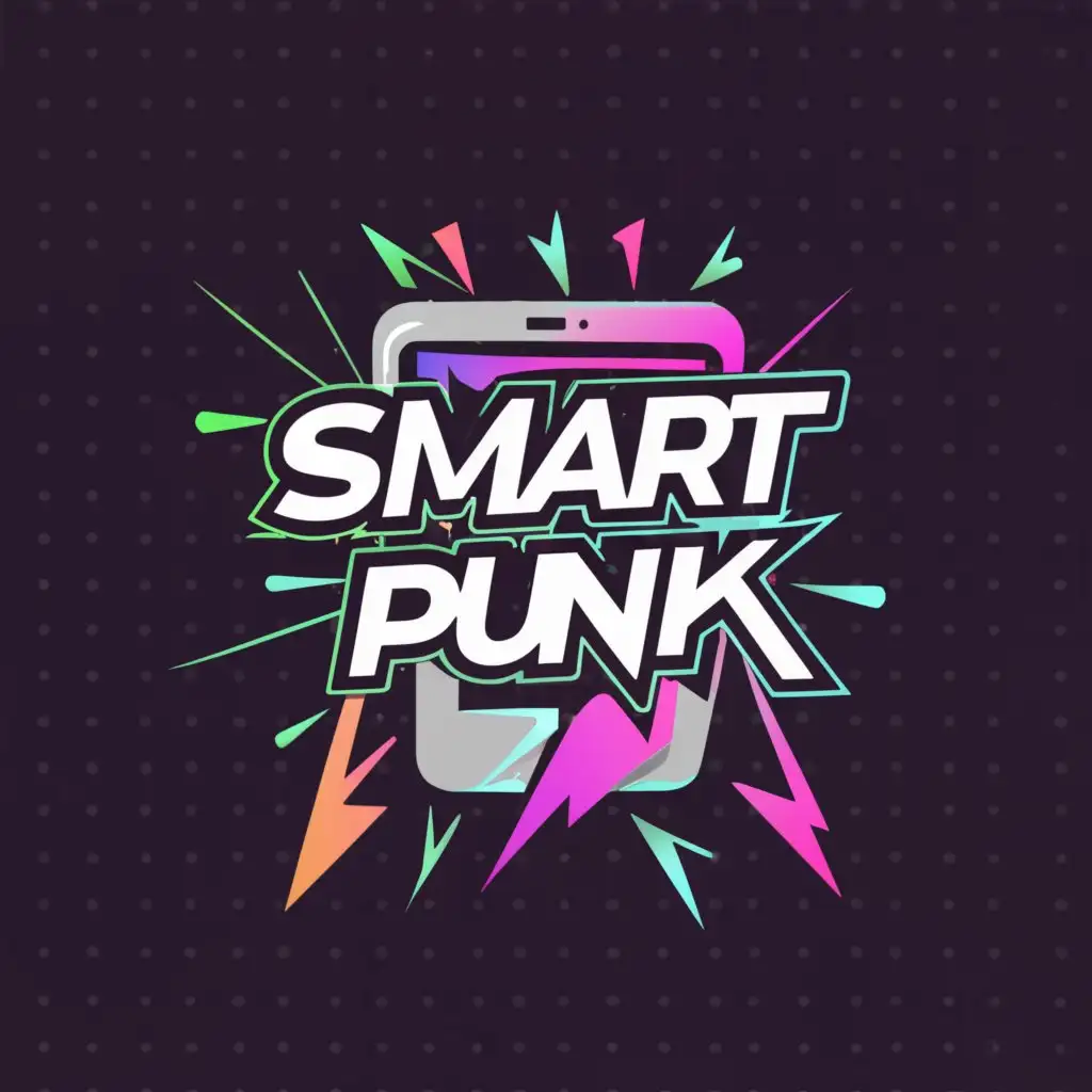 a logo design,with the text "Smart PUNK", main symbol:Phone, Laptop,Moderate,be used in Technology industry,clear background