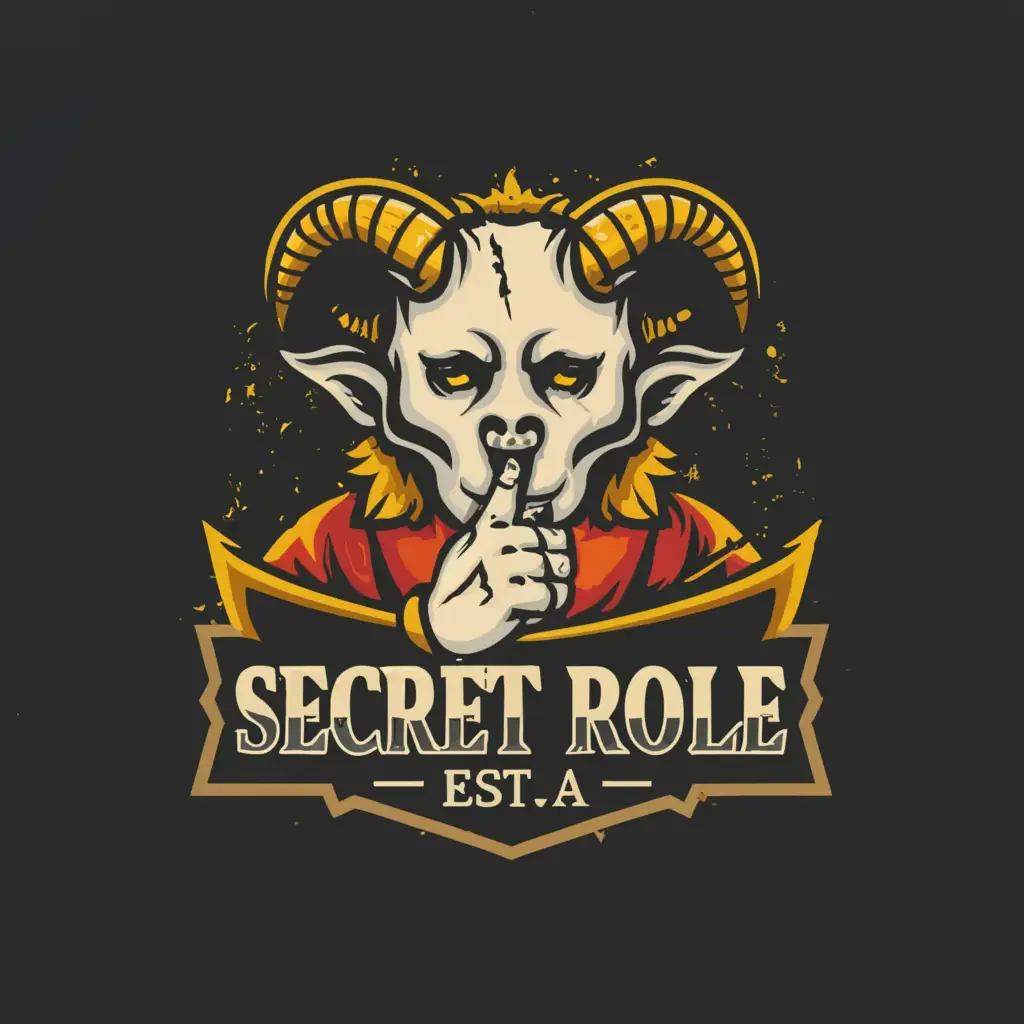 LOGO-Design-For-Secret-Role-Mysterious-Demon-with-Sssh-Gesture-and-Broken-Lamb-Mask