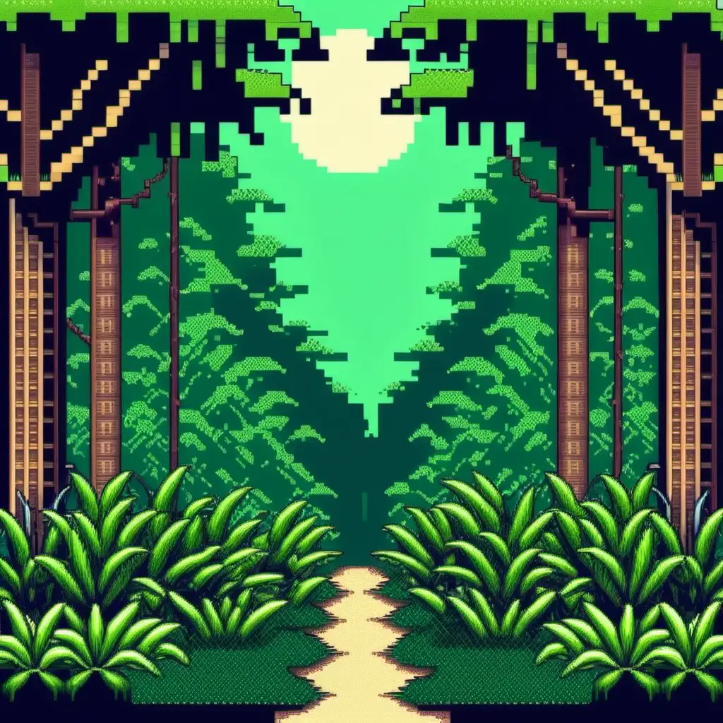 8Bit Pixel Art Jungle Landscape