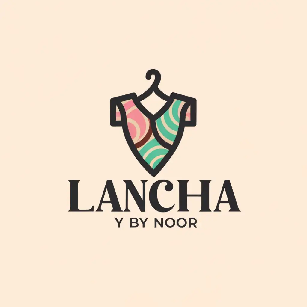 a logo design,with the text "lancha by noor", main symbol:cloths fashion,Moderate,be used in Retail industry,clear background