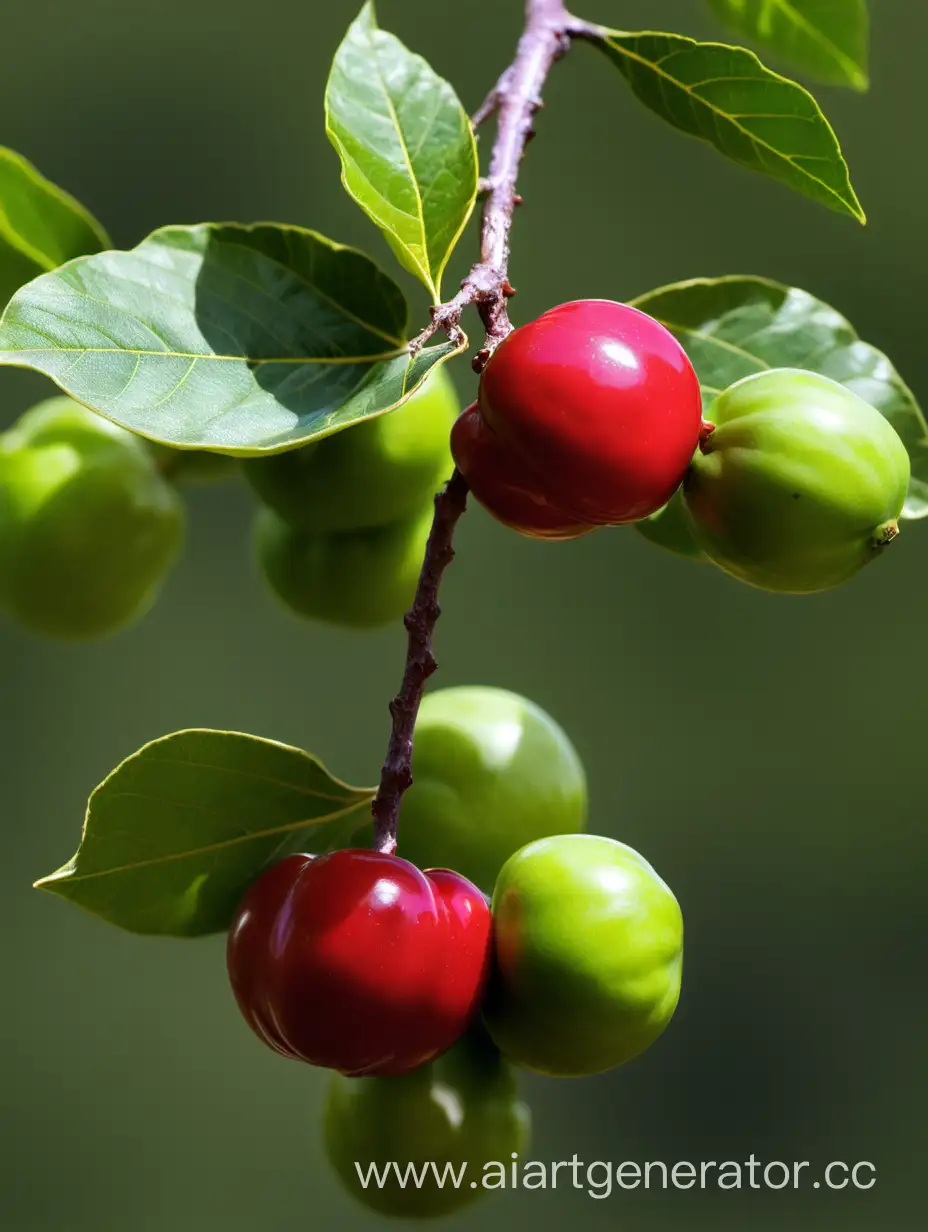 Vibrant-Acerola-Fruits-in-a-Lush-Tropical-Setting