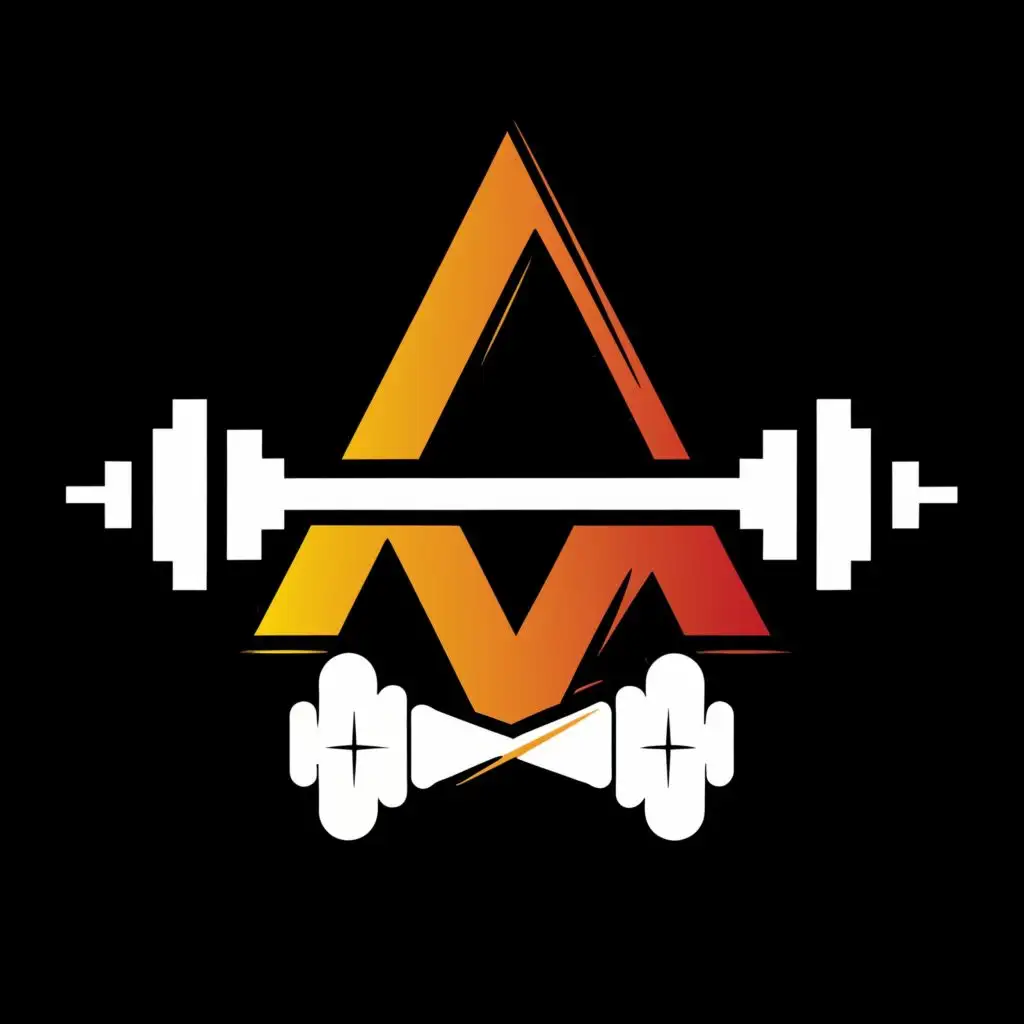 logo, gym bar, with the text " A ", typography, be used in Sports Fitness industry with electric