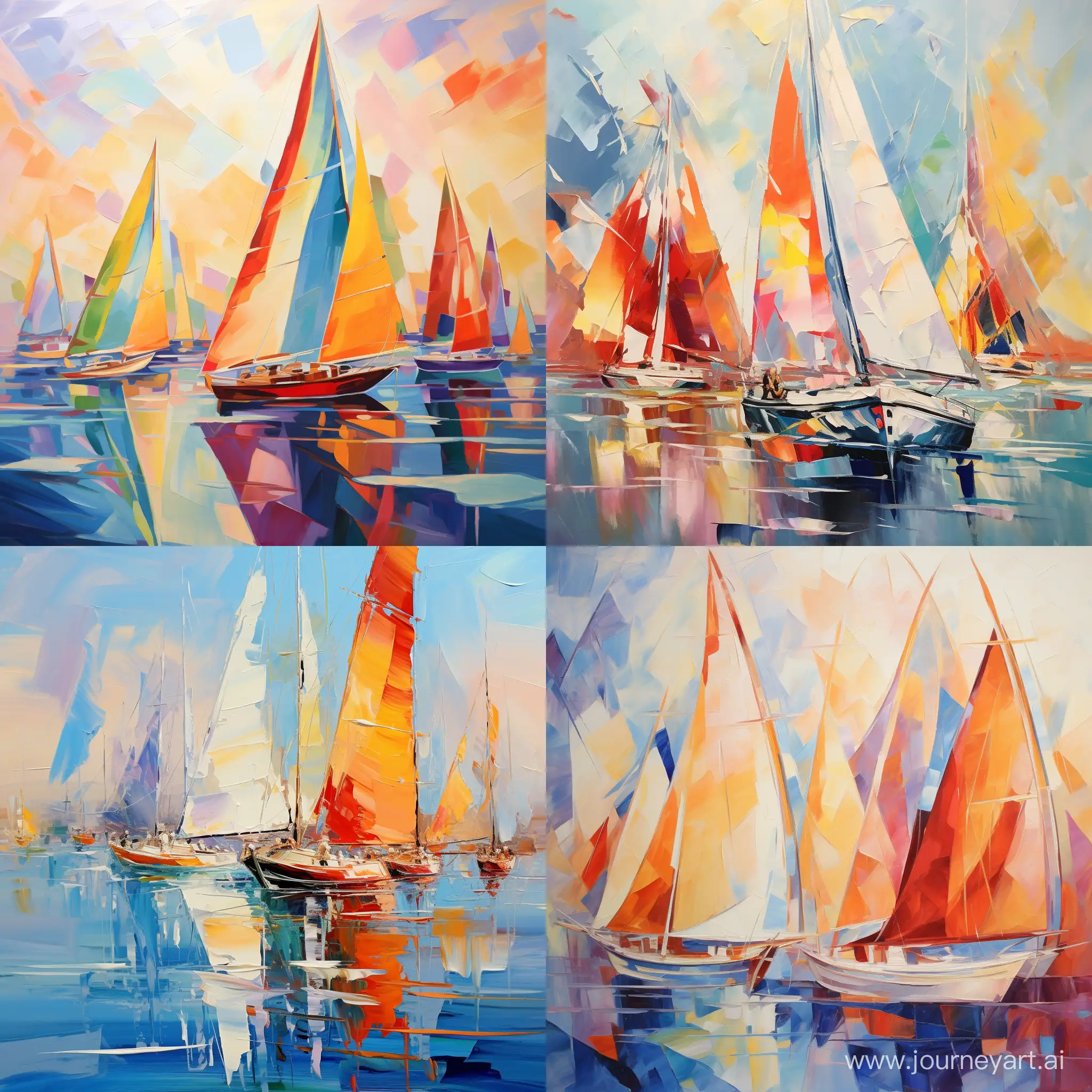 Abstract-Composition-of-Yachts-Regatta-in-Oil-Painting