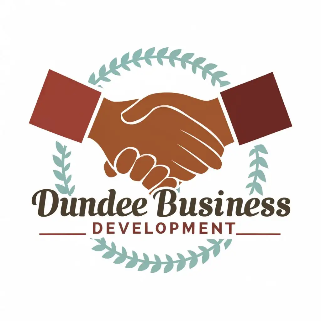 LOGO-Design-For-Dundee-Business-Development-Symbolic-Handshake-with-Professional-Typography-for-Nonprofit-Industry