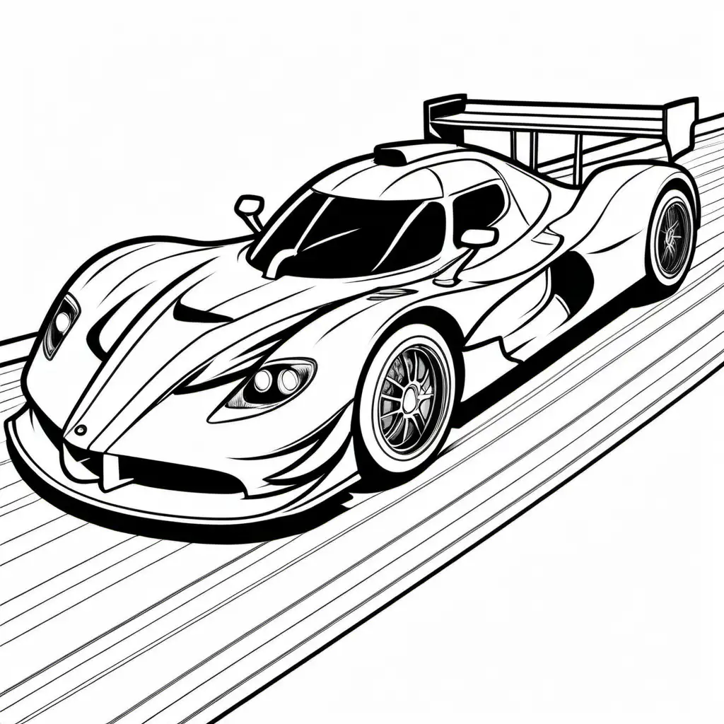 Simple Black and White Race Car Coloring Page | AI Coloring Pages Generator