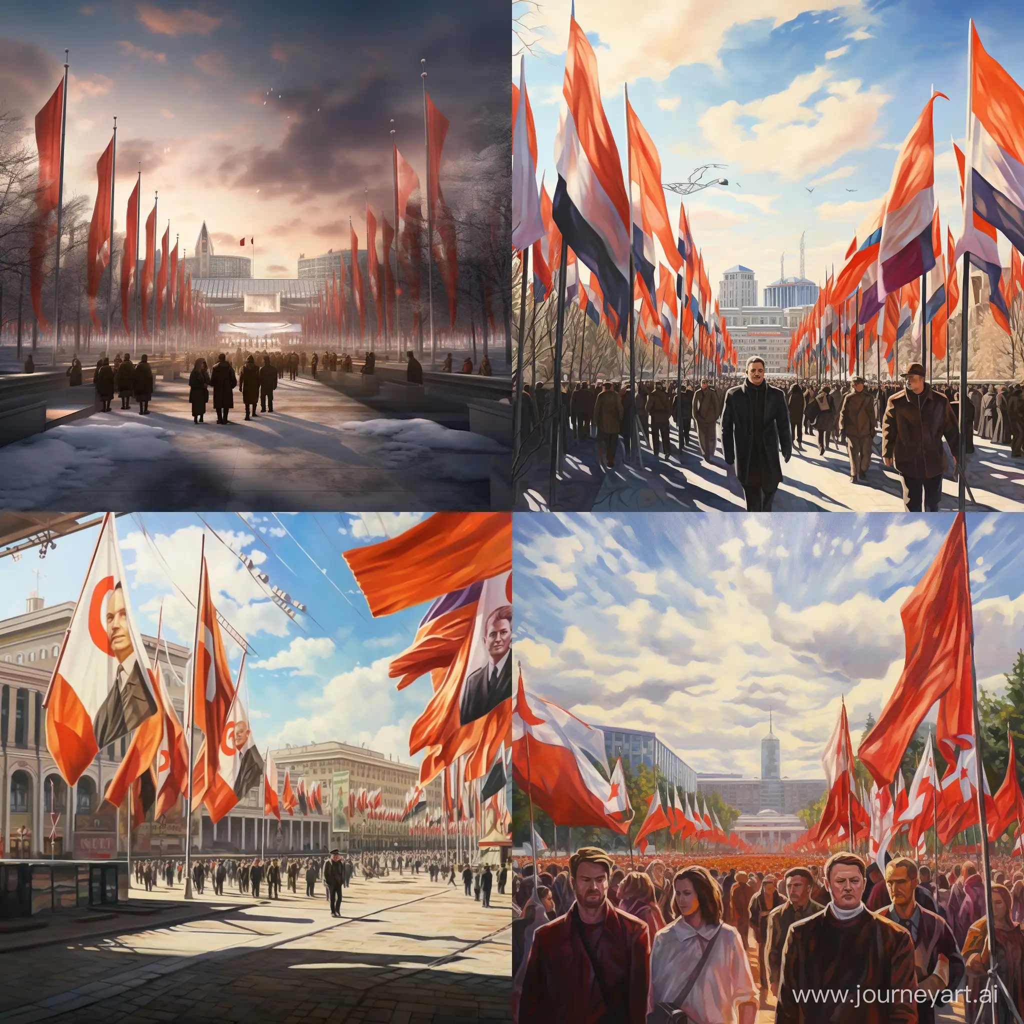 Political-Rally-in-Moscow-Support-for-Ivan-Koponev-2024-with-Flags-and-Posters
