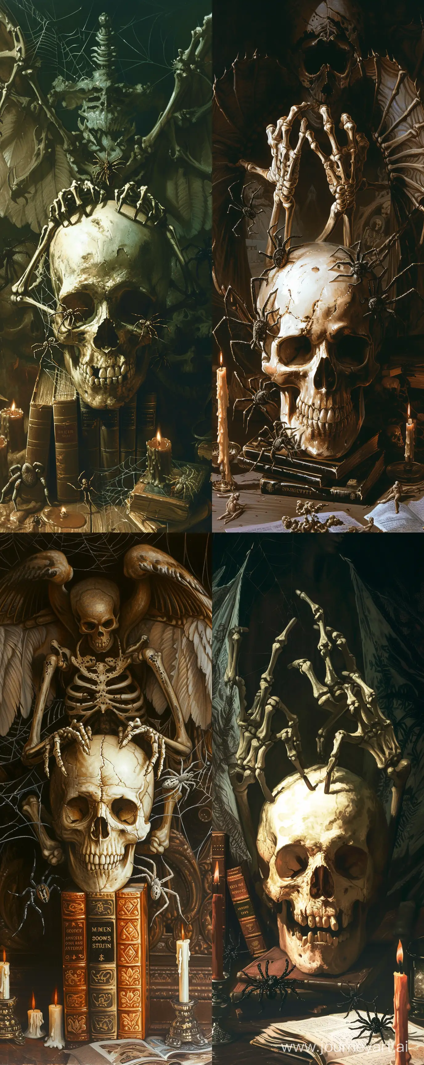 Gothic-Skull-with-Giant-Skeleton-Wings-in-Dark-Baroque-Setting
