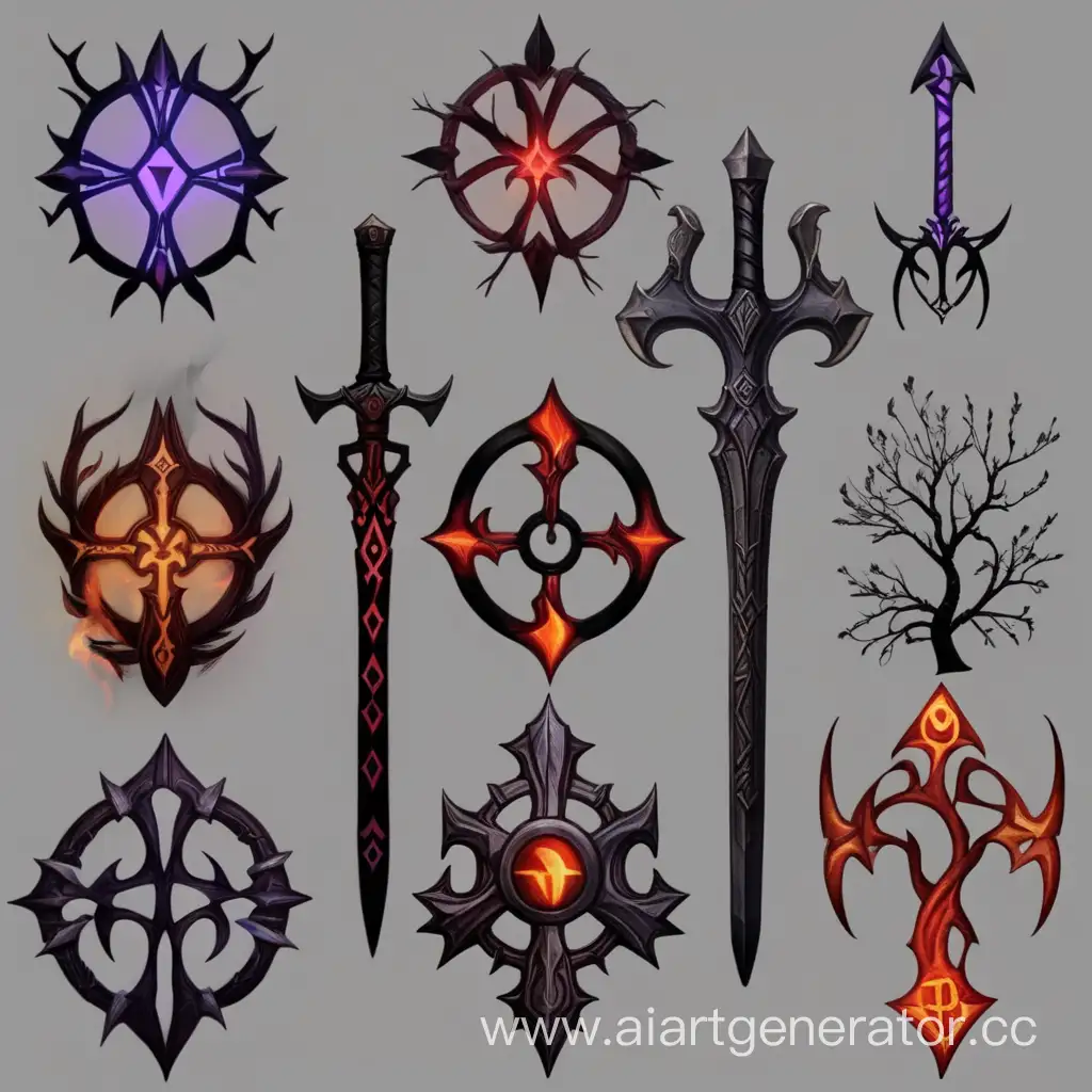 Mystical-Sword-and-Shield-with-Elden-Fire-Rune-Vagrant-Story-Dark-Fantasy-Art
