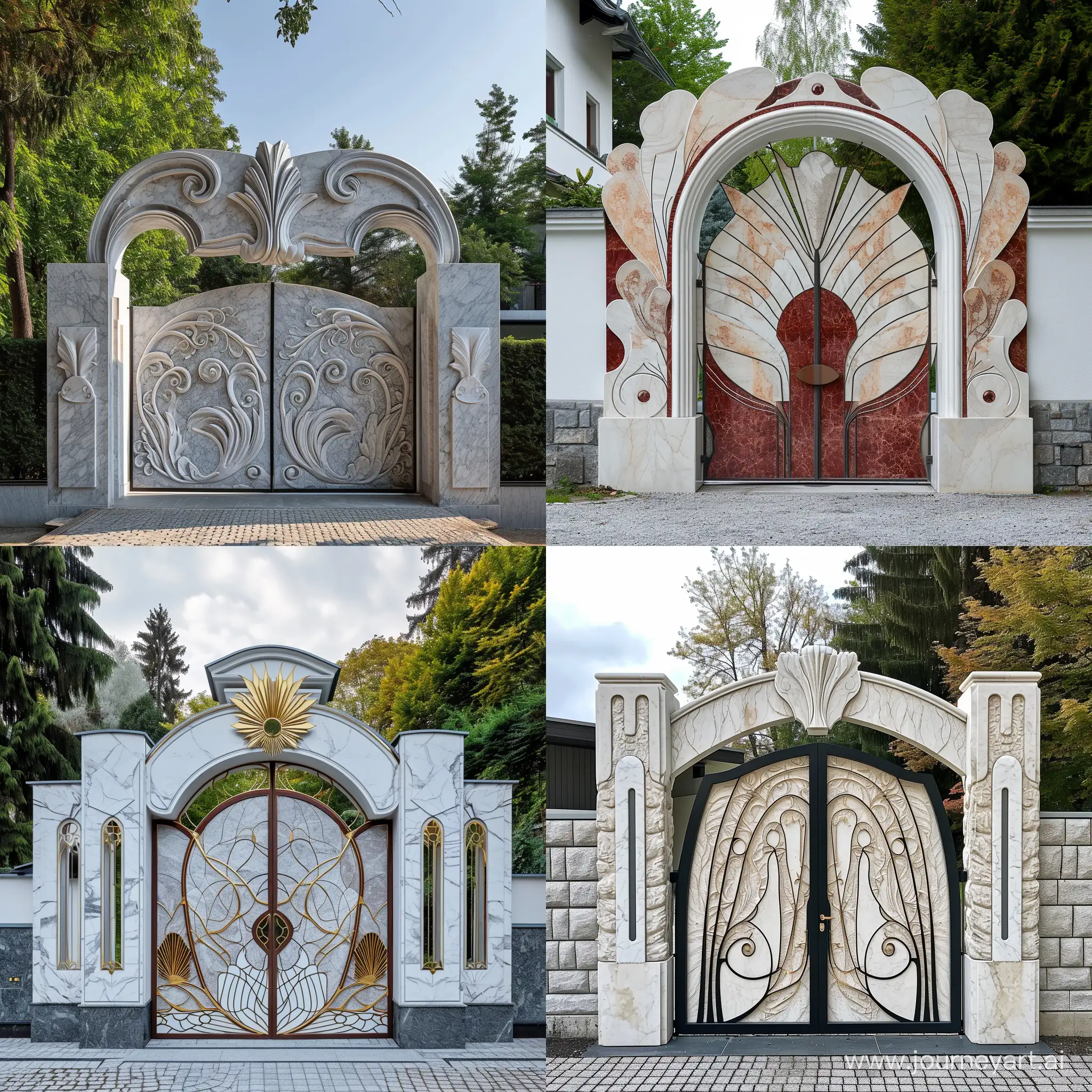 Elegant-Art-Nouveau-Villa-Entrance-Gate-in-Marble