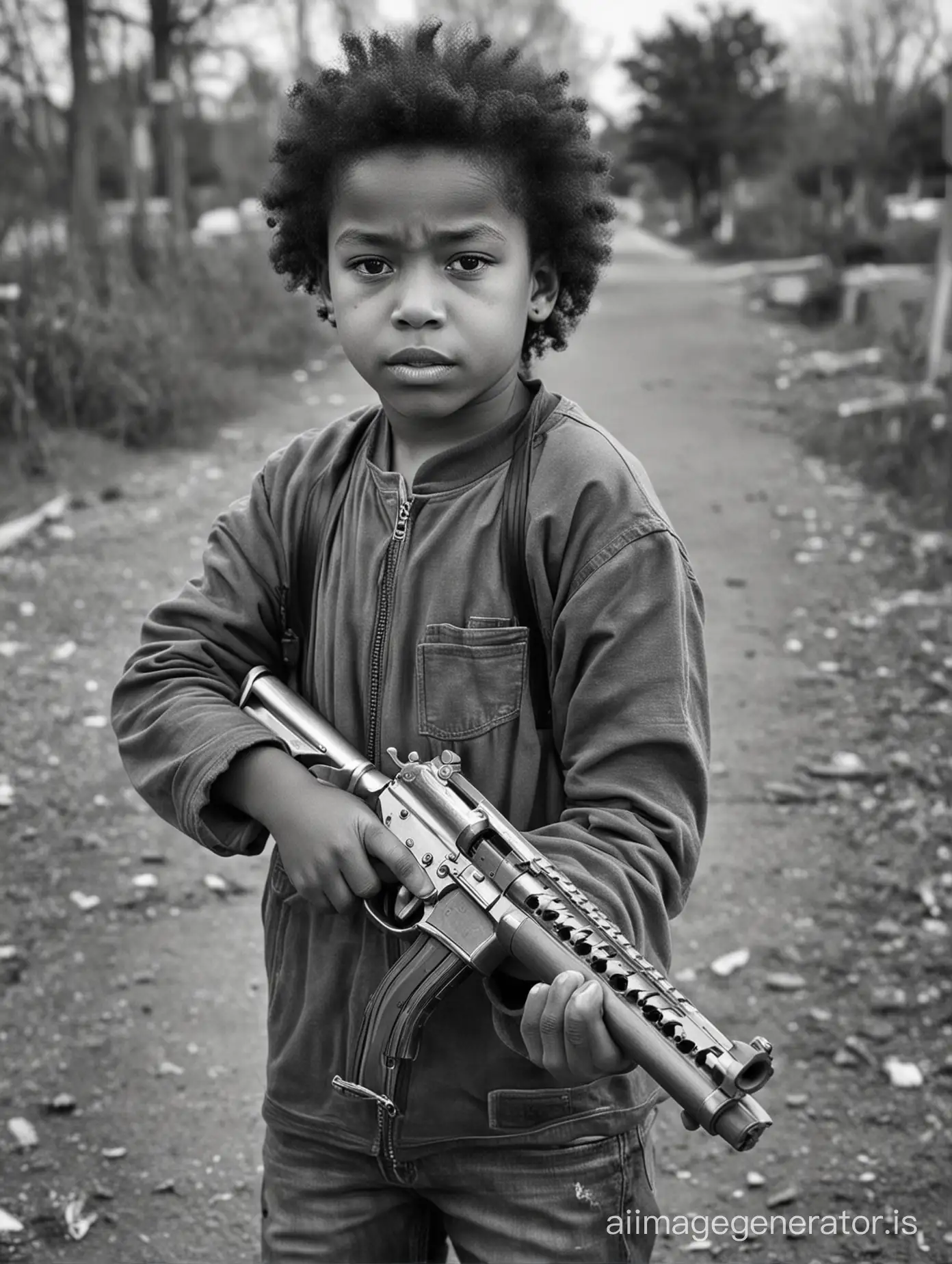 Children and guns violence black and white