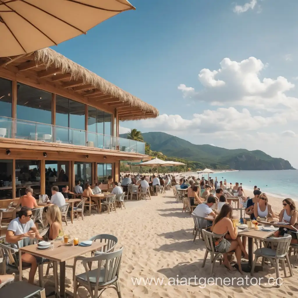 Vibrant-Beachside-Cafe-Scene-with-Crowds-Enjoying-Coastal-Delights