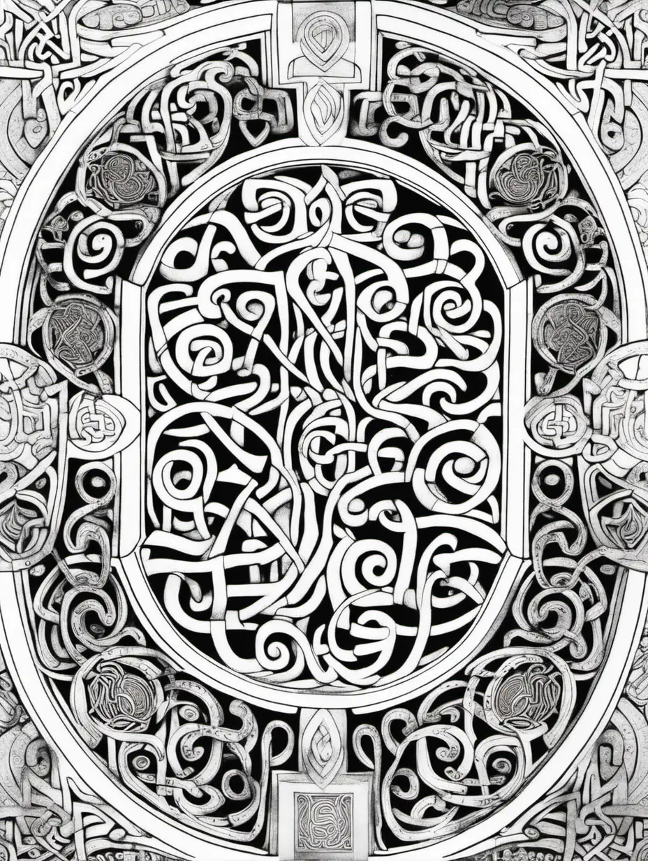 A page from the Book of Kells adult mindfulness colouring book
