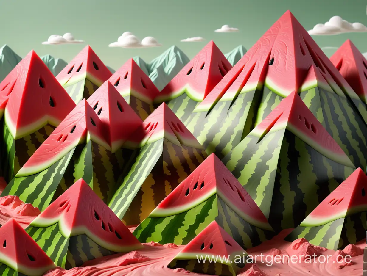 Vibrant-Watermelon-Mountains-Landscape-Art