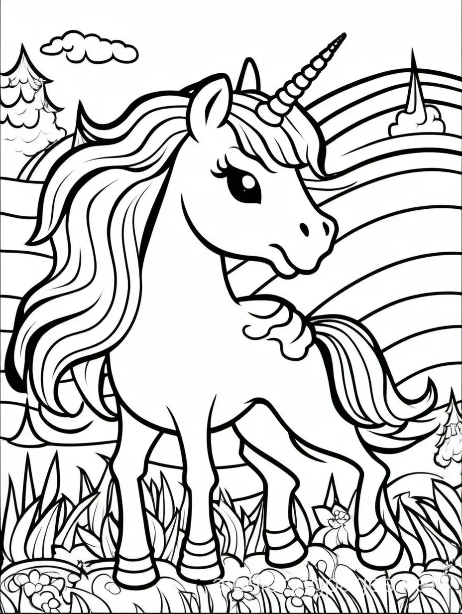 Simple-Unicorn-Coloring-Page-for-Kids-Black-and-White-Line-Art-on-White-Background
