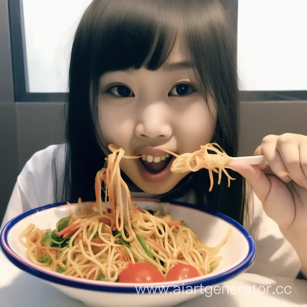Asian-Girl-Enjoying-Traditional-Cuisine-Delightfully