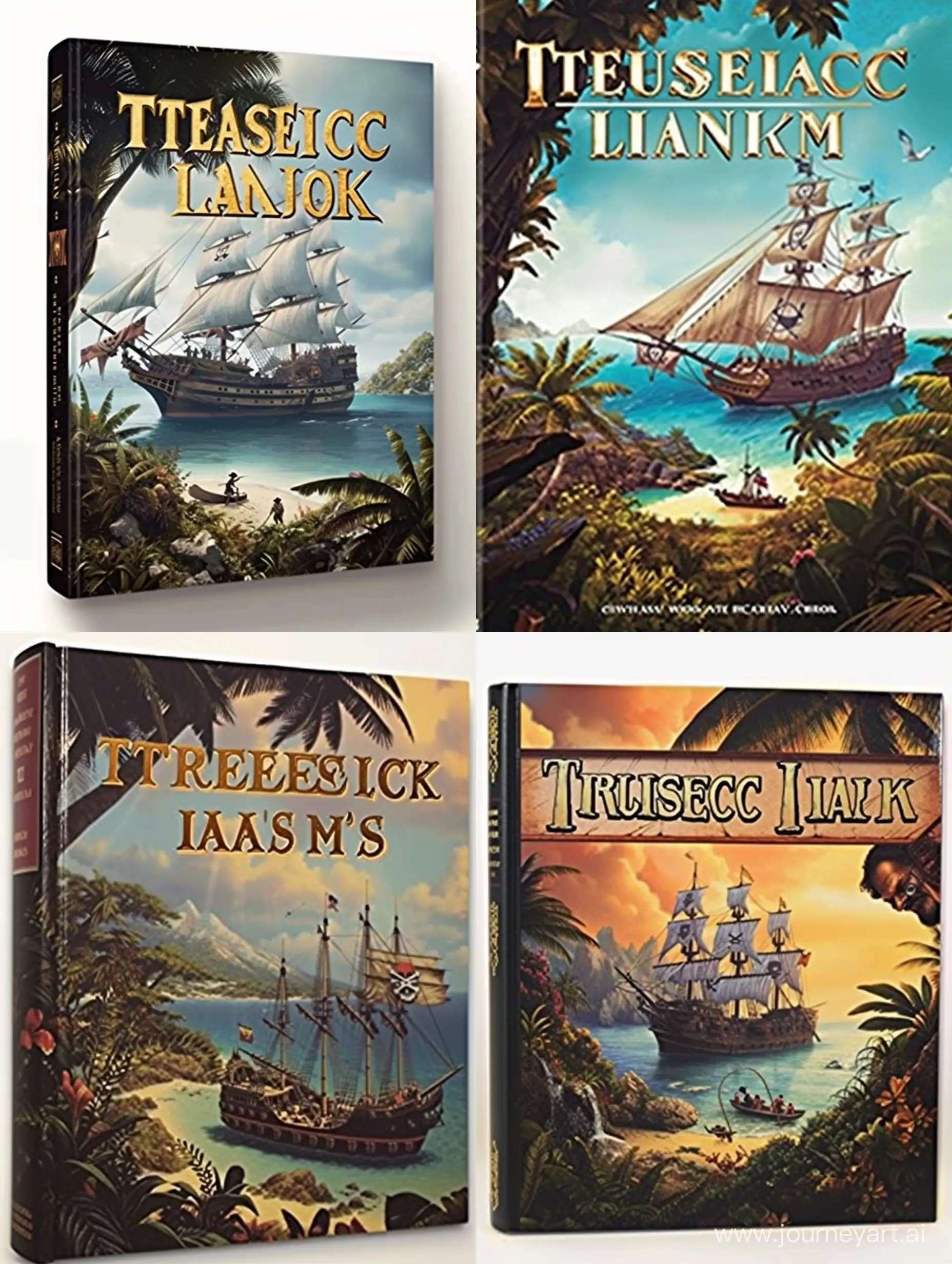 Pirate-Ship-Adventure-Treasure-Island-Book-Cover-in-a-Tropical-Bay