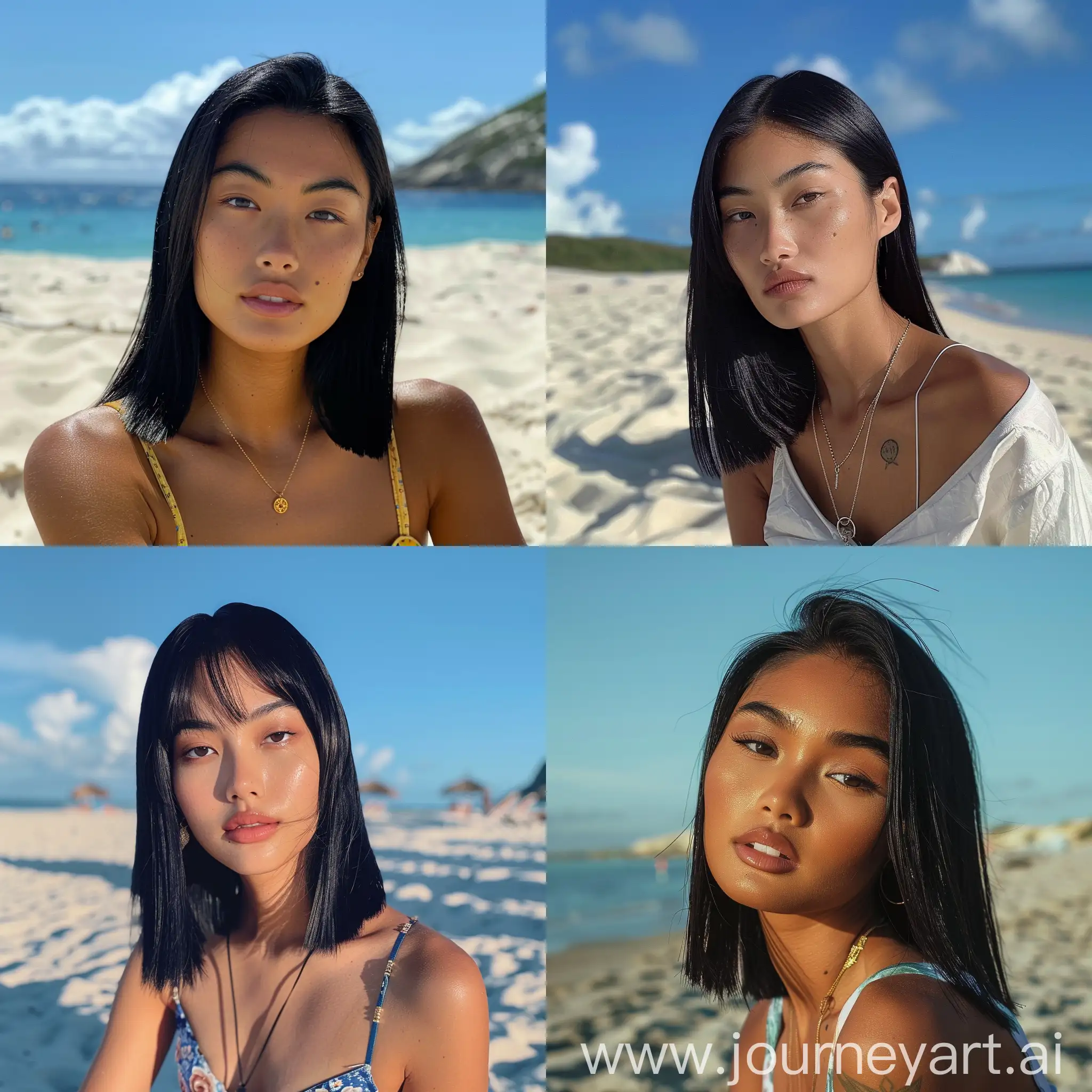 Young-Model-with-Black-Hair-Posing-on-Beach