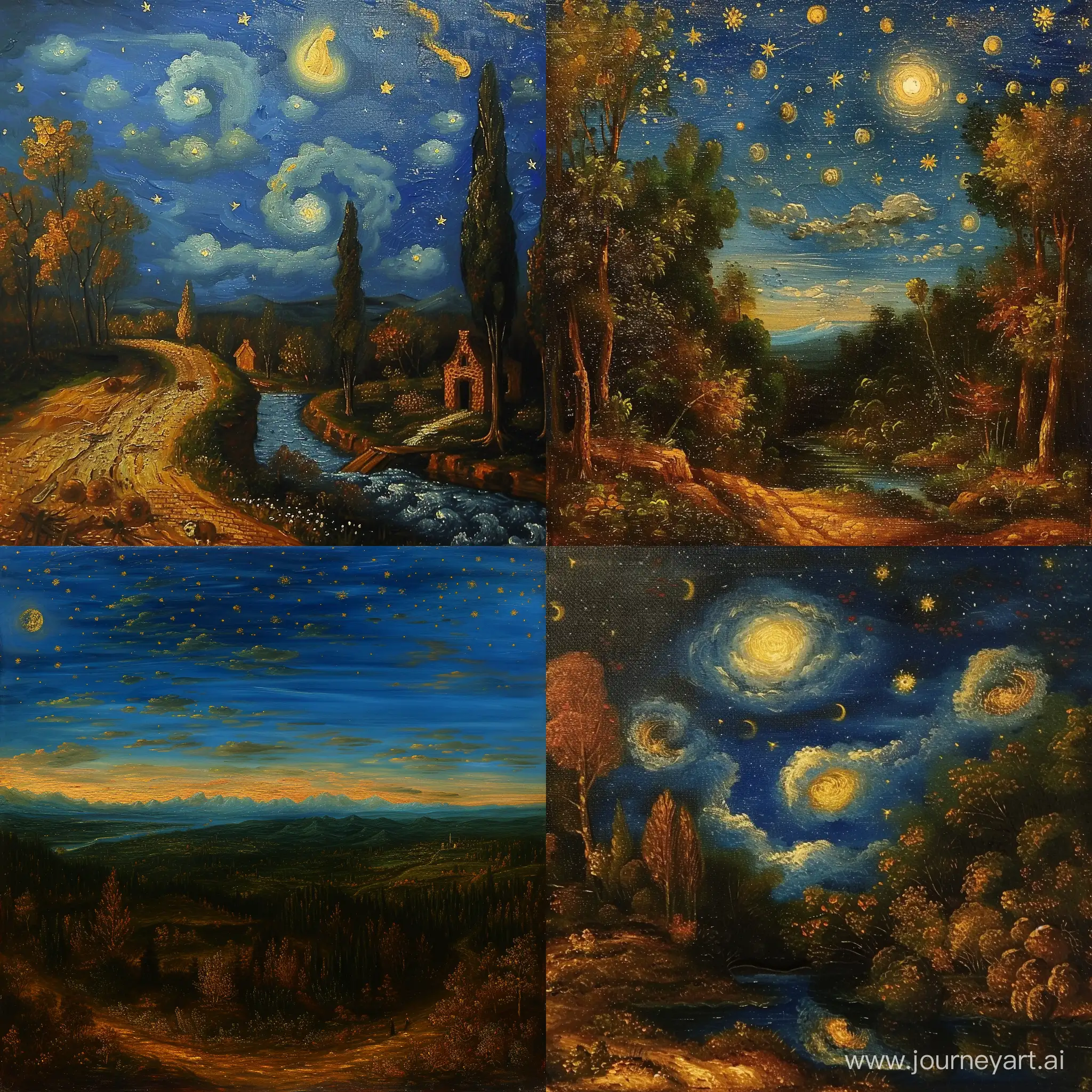 Vivid-Landscape-Painting-Starry-Night-and-Italian-Countryside