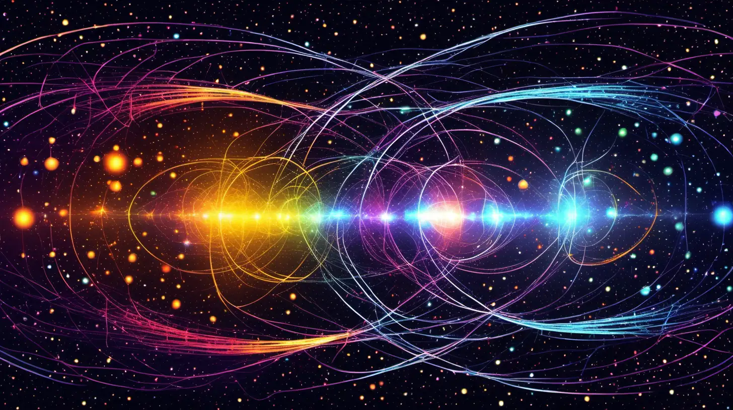 Quantum Field Hidden Variables Bright colored elements dark space particles
