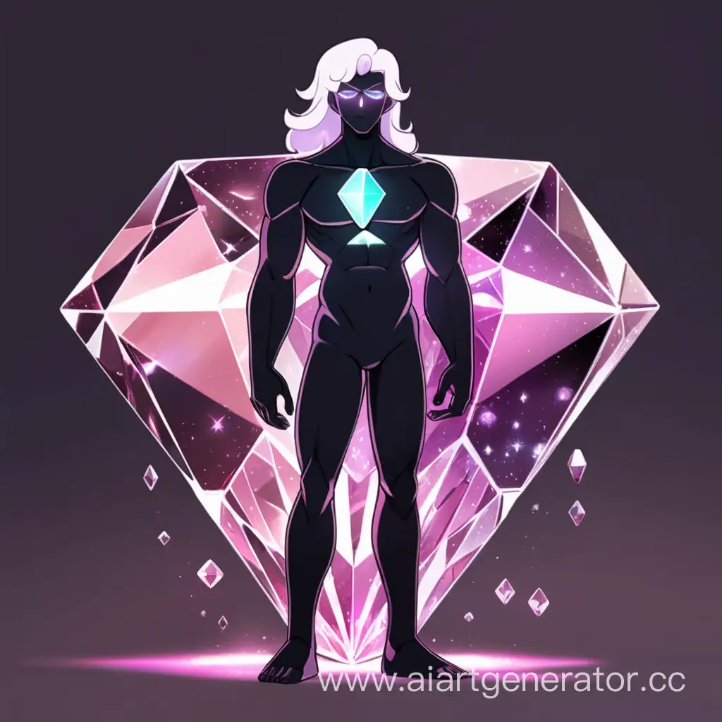 Living polymorphic crystal, humanoid, Steven Universe style, dark, without face